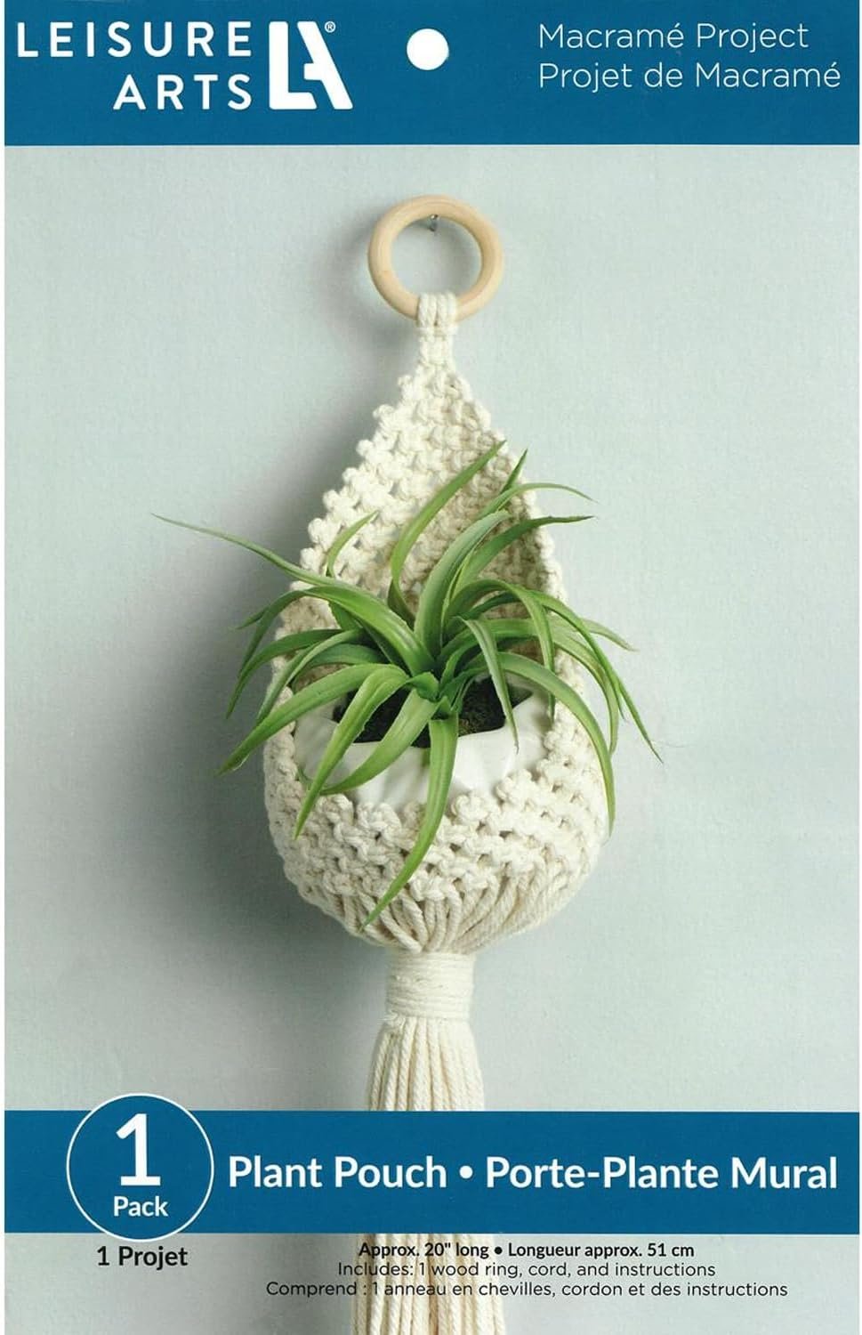 LEISURE ARTS Macrame Kit Plant Pouch, Macrame Kits for Adults Beginners, Plant Hanger Kit, Beginners Kit, DIY Kit Beginner