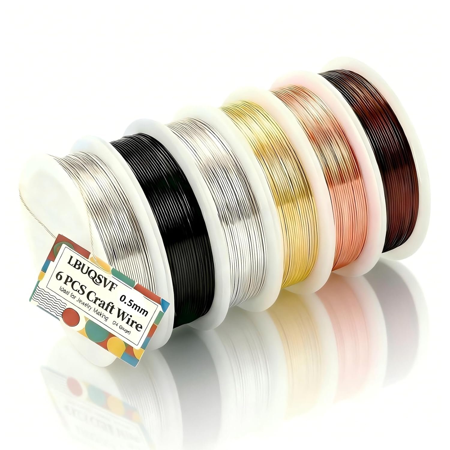 6 Rolls 24 Gauge Colored Copper Jewelry Wire – 0.5mm Beading Wire