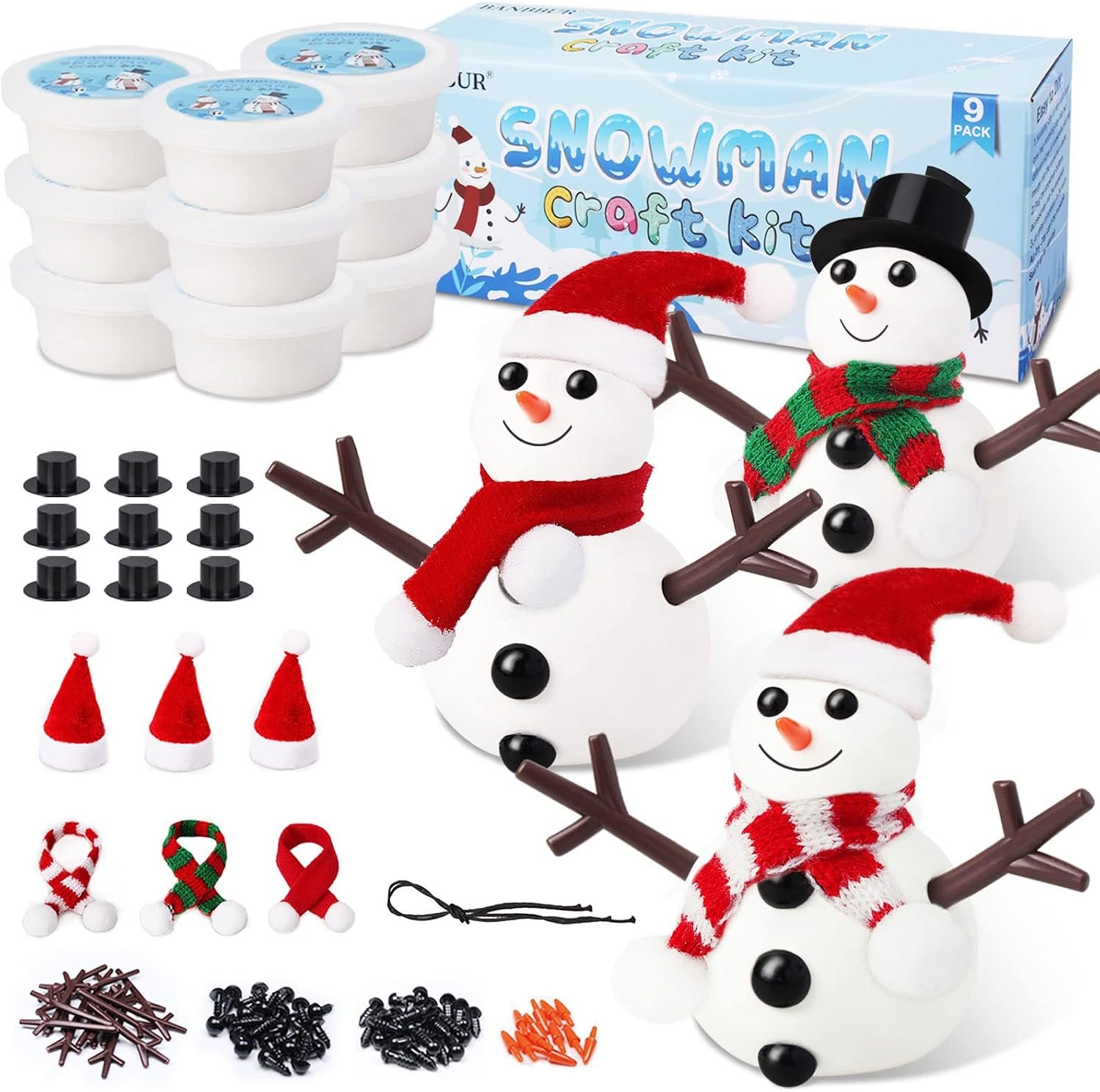 BANBBUR 9 Pack Build a Snowman Kit, Christmas Stocking Stuffers for Kids