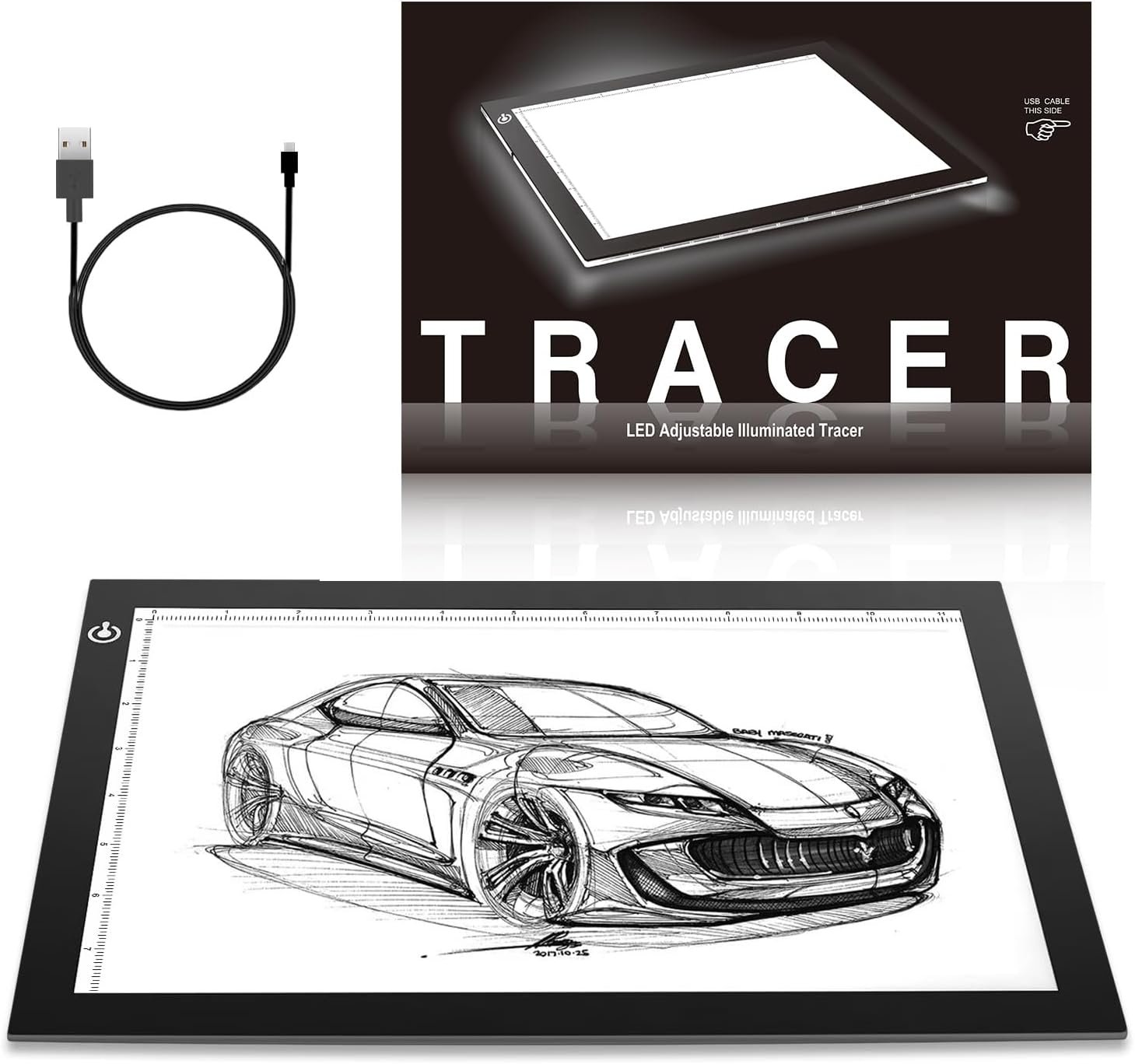 ME456 A4 LED Light Box 14″ Light Pad USB Power Light Table for Tracing,