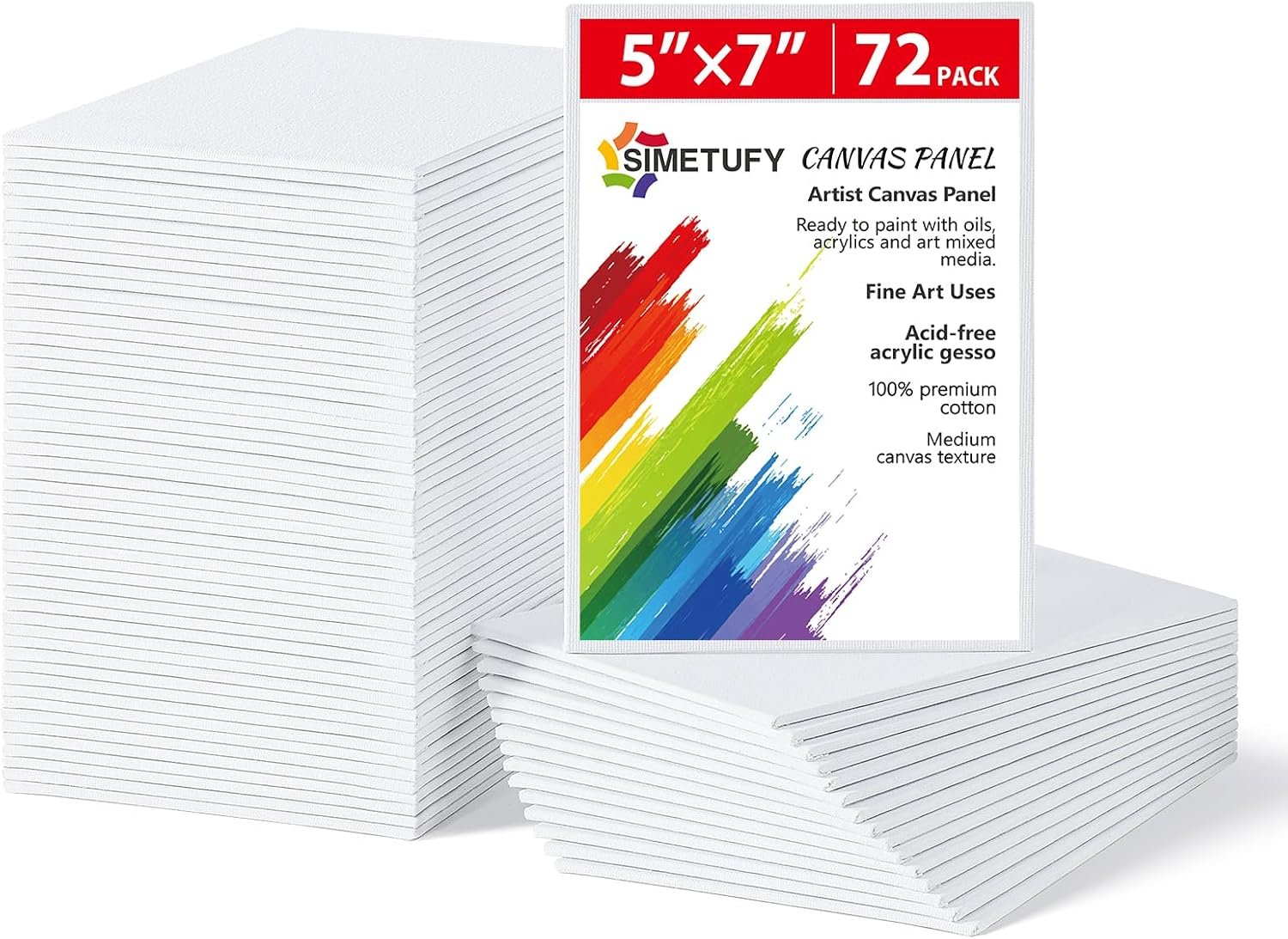 Simetufy 72 Pcs 5x7inch Small Canvas Boards for Kids Painting,Flat Panels