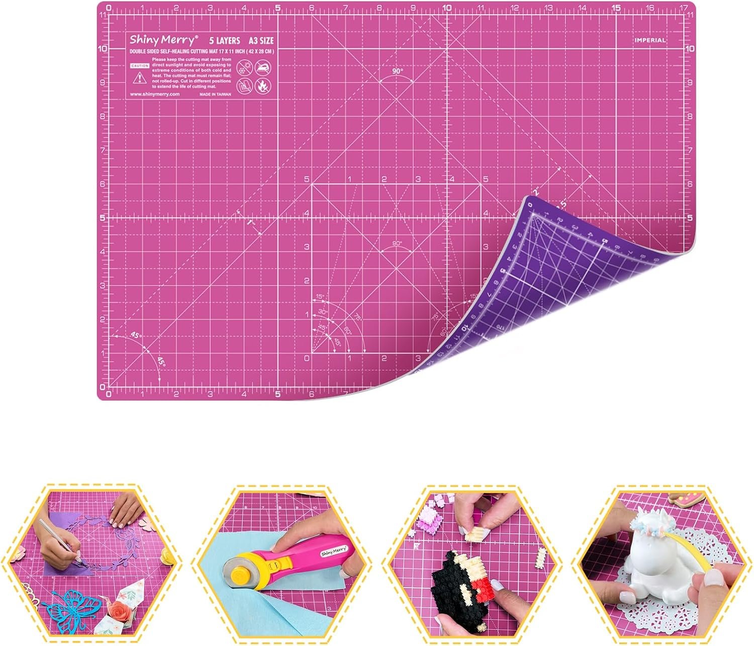 Self Healing Cutting Mat A3 12″x 18″ Double Sided Pink Mat