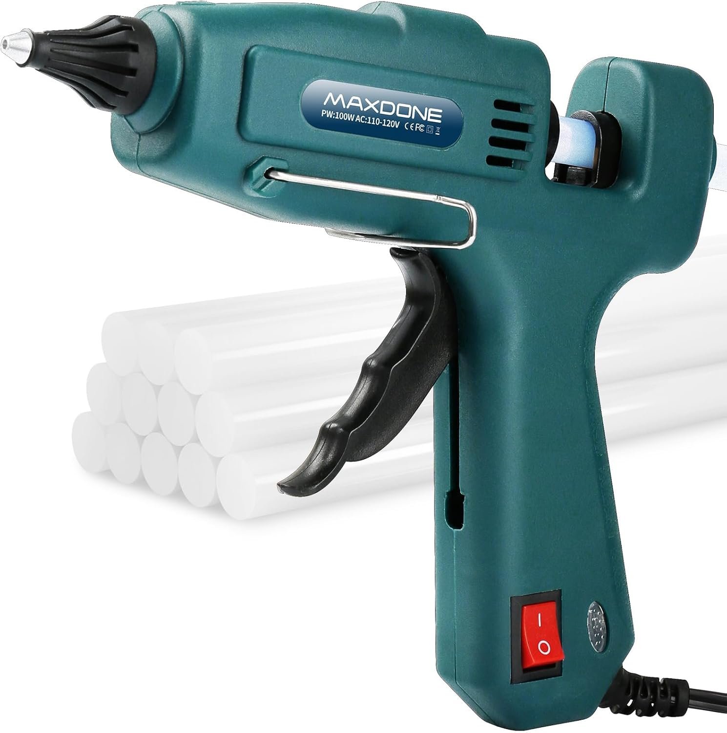 Fireproof 100W Hot Glue Gun Kit Glue Gun – MAXDONE Craft Glue Gun Full Size
