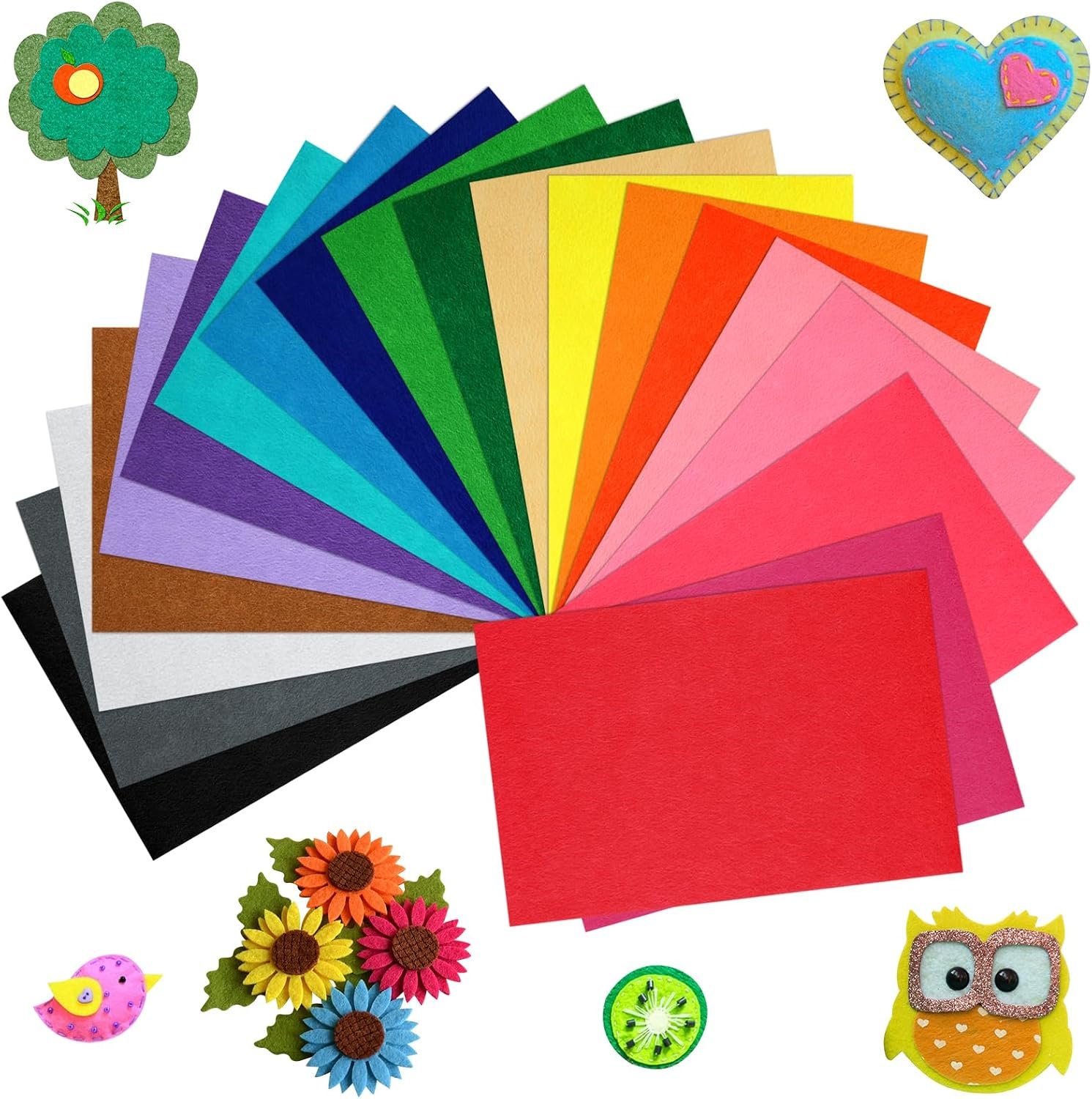 20 Pcs Felt Fabric Sheet 8″ x 12″ Assorted Color Felt Fabric Sheets for Crafts DIY Handcraft Sewing Squares Patchwork Nonwoven