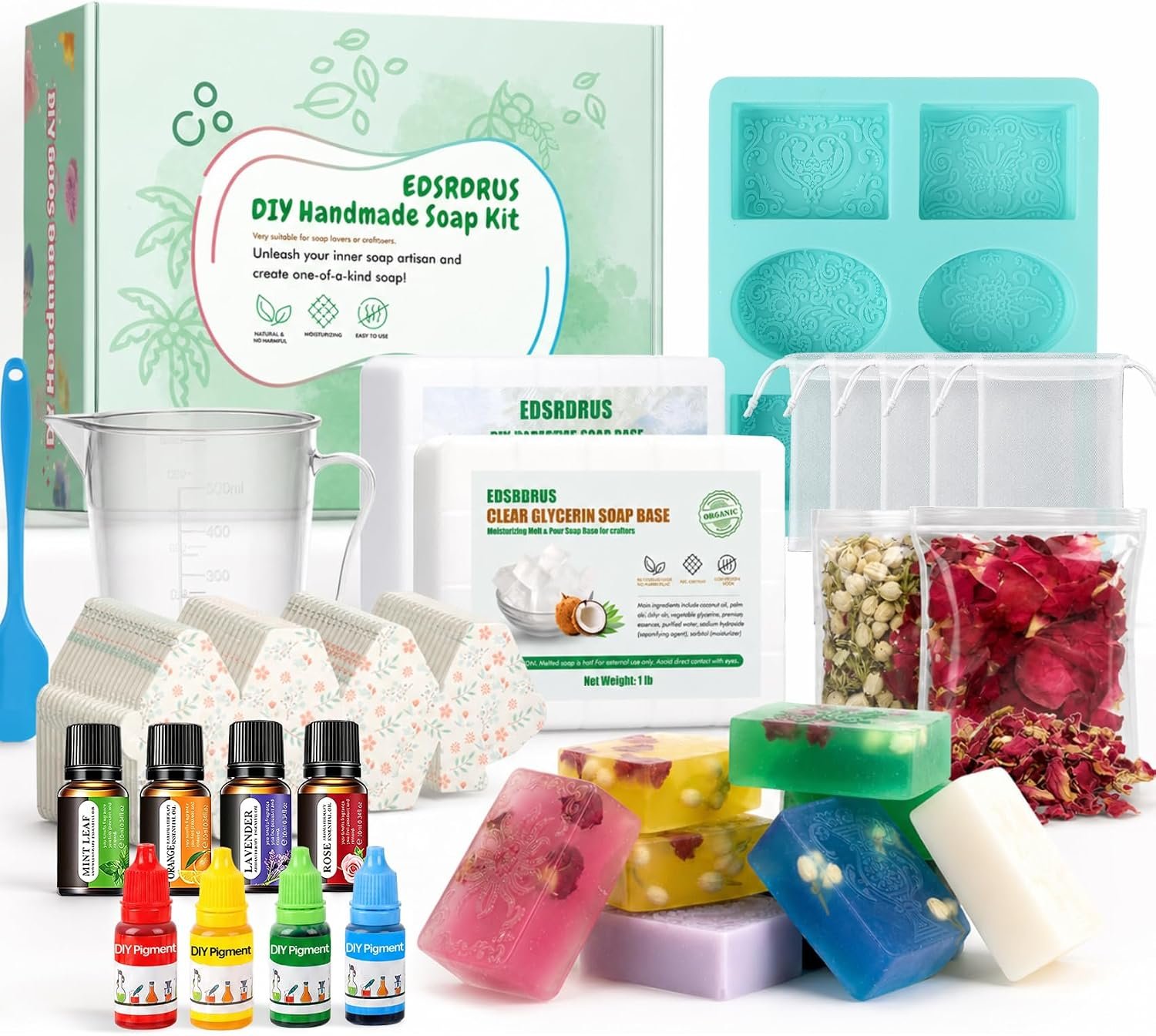 Basic Soap Making Kit with 2 lb Base, Molds, Oils & Pigments