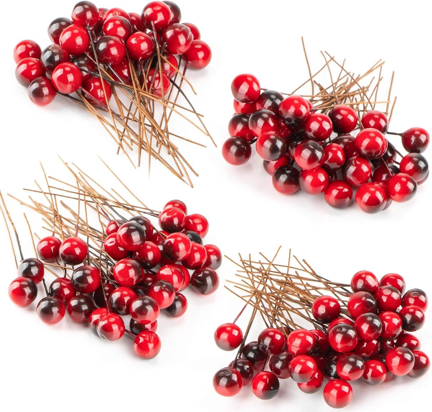 MAQIHAN 150 Pcs Artificial Holly Berries – Holly Berry Stems for Christmas