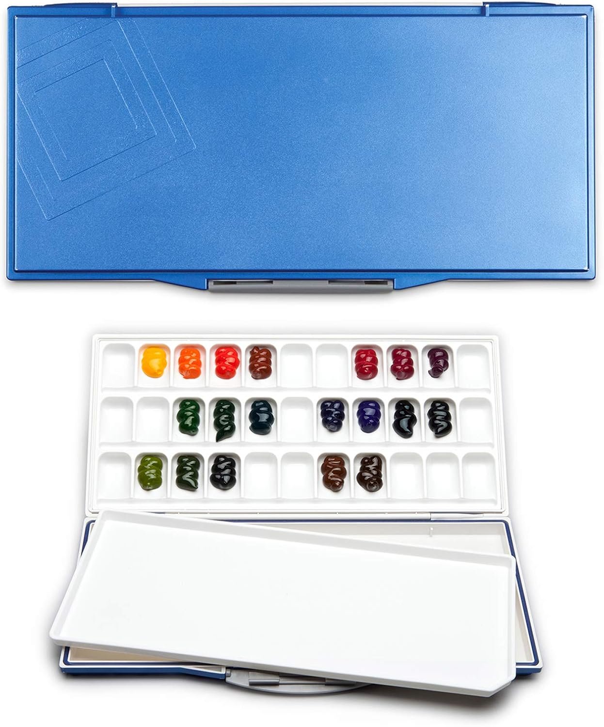 Mijello Fusion 33-Well Airtight/Leakproof Palette for Watercolor Paints, Blue