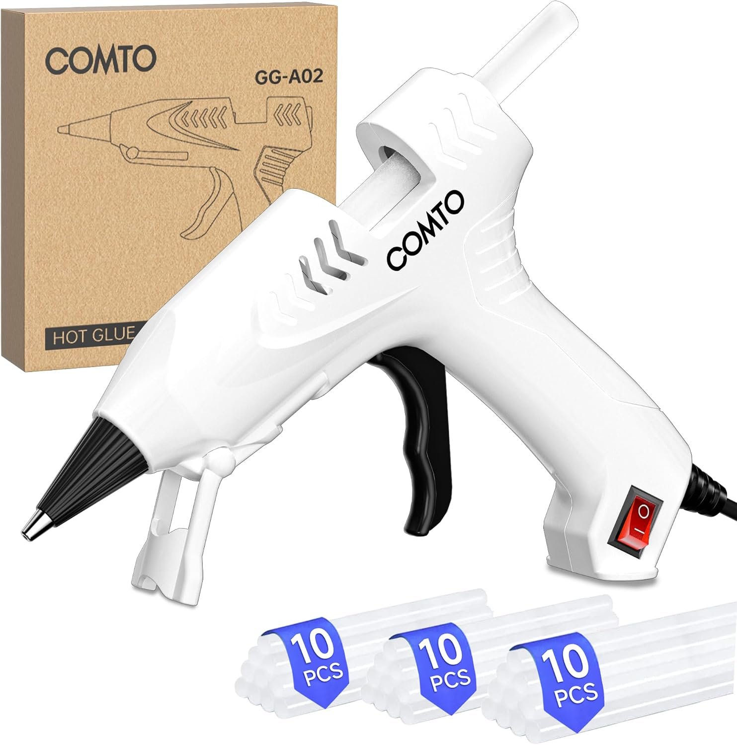 Mini Hot Glue Gun with 30 Glue Sticks, White