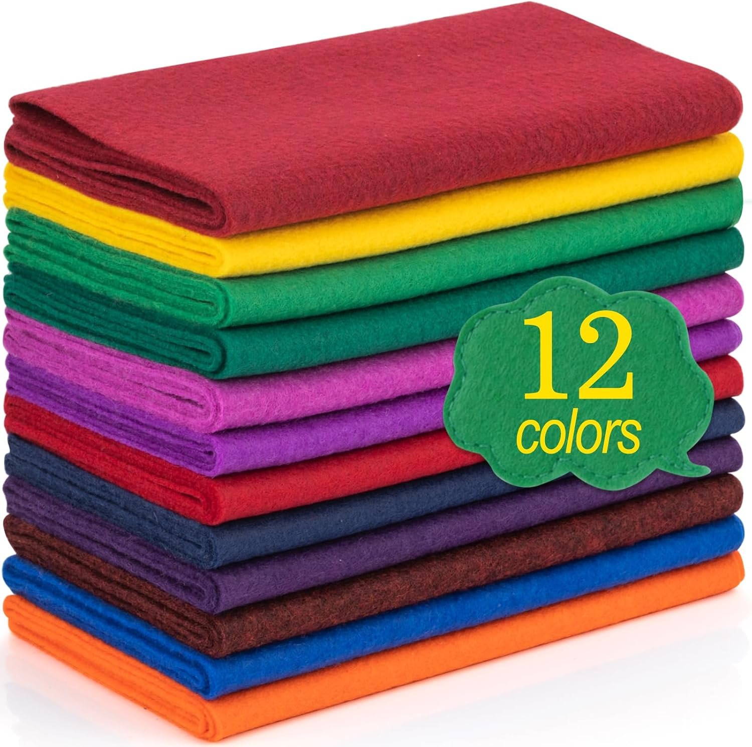XSEINO 12 Rolls 8″x35″ 1.4mm Thick Soft Felt Fabric Sheet 12 Assorted Dark Series Colors Felt Pack for DIY Craft Sewing Squares Nonwoven Patchwork