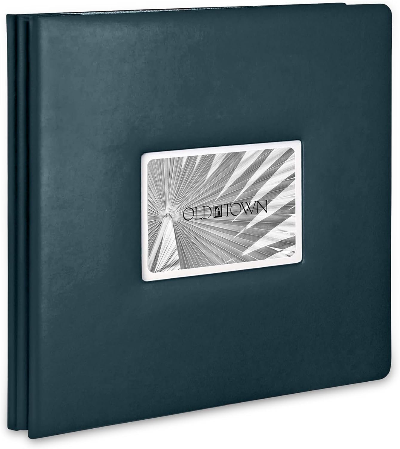 Old Town Bonded Leather Photo Album, Large Leather Scrapbook, Expandable Scrapbook Album 12×12 Double-Sided White Paper Pages and Optically Clear Pockets, Faux Suede Lining, Navy