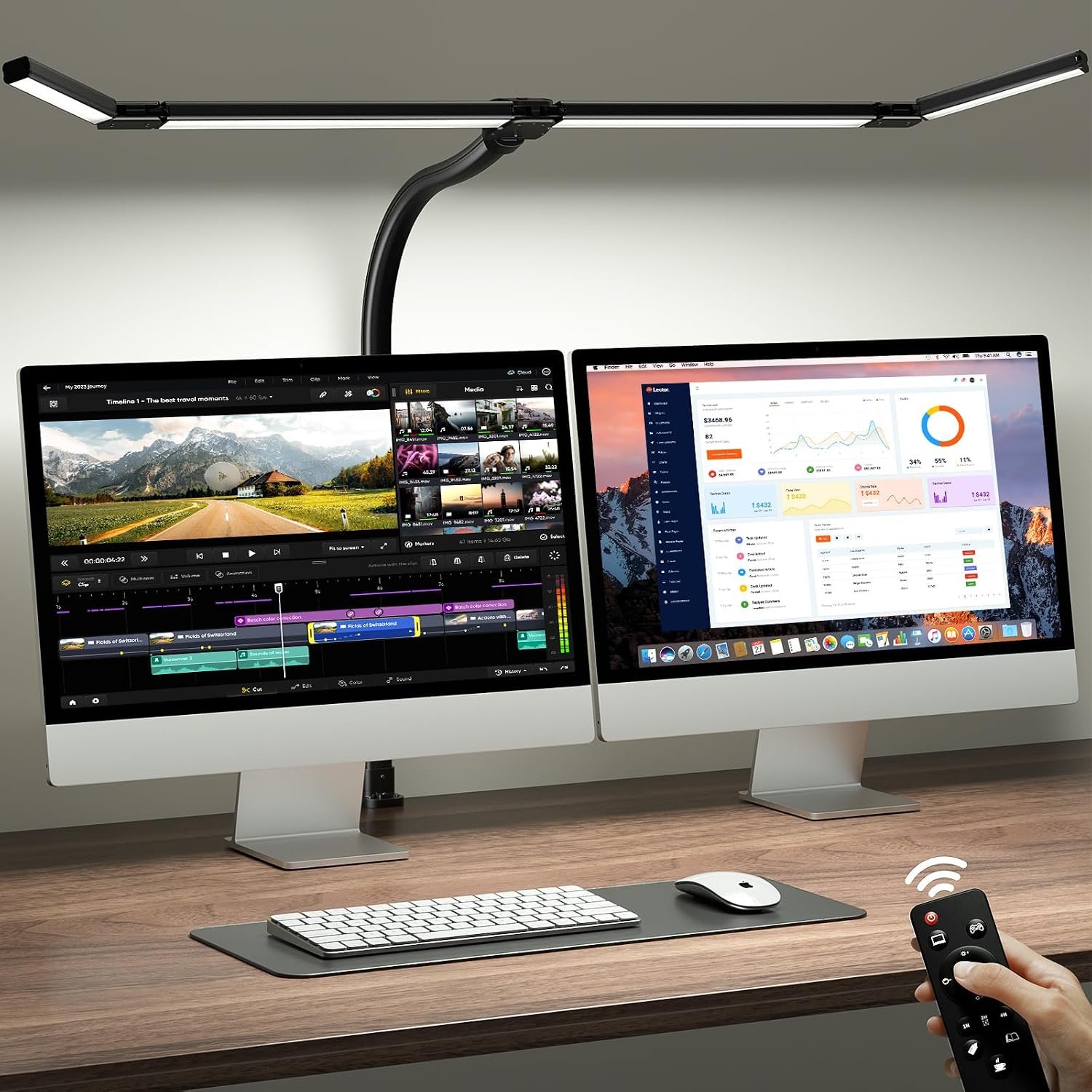 ONEMIX 42″ Desk Lamp for Home Office with Clamp, 1800LM 4-Panel LED Light