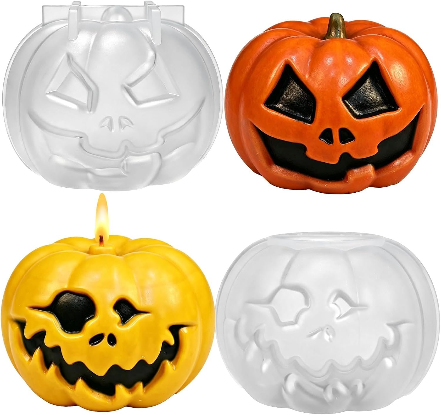 Halloween Candle Molds, 2 Pack Ghost Face Pumpkin Candle Molds