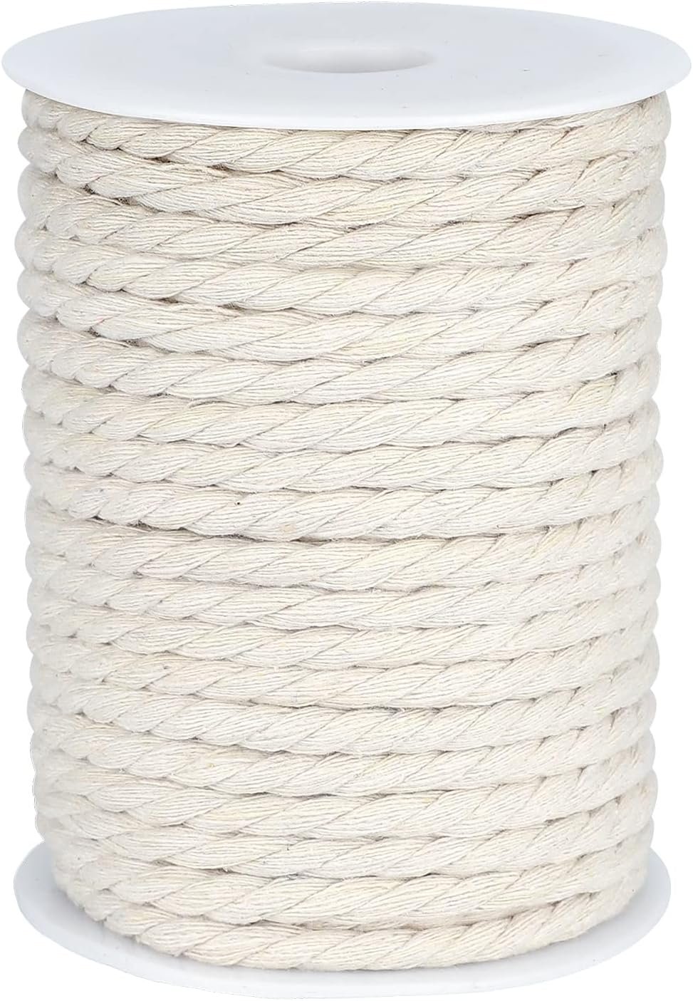 joycraft Natural Macrame Cord,White Cotton Rope, 6mm x 32Yard Macrame Yarn