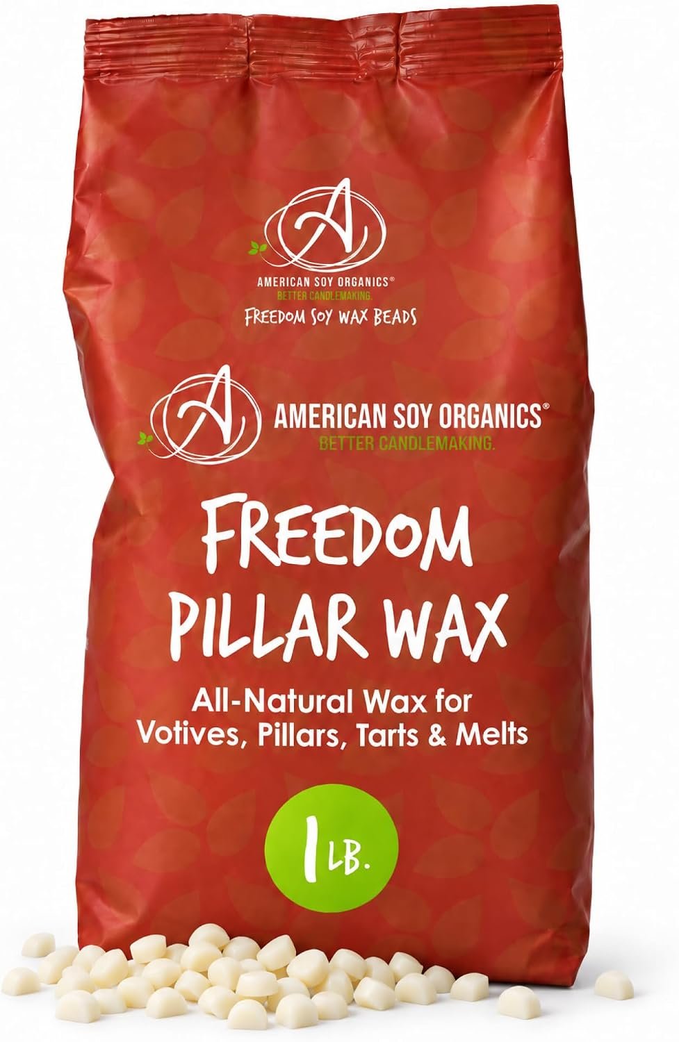 American Soy Organics Freedom Pillar Soy Wax Beads, Candle Wax, 1 lb
