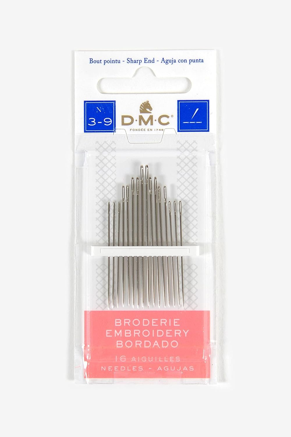 DMC 1765-3/9 Embroidery Hand Needles, 15-Pack, Size 3/9