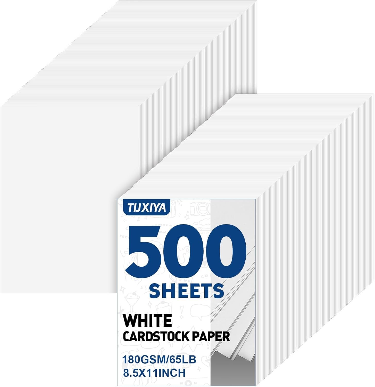 TUXIYA 500 Sheets White Cardstock Paper,8.5″ X 11″ Card Stock 180 GSM/65 LB