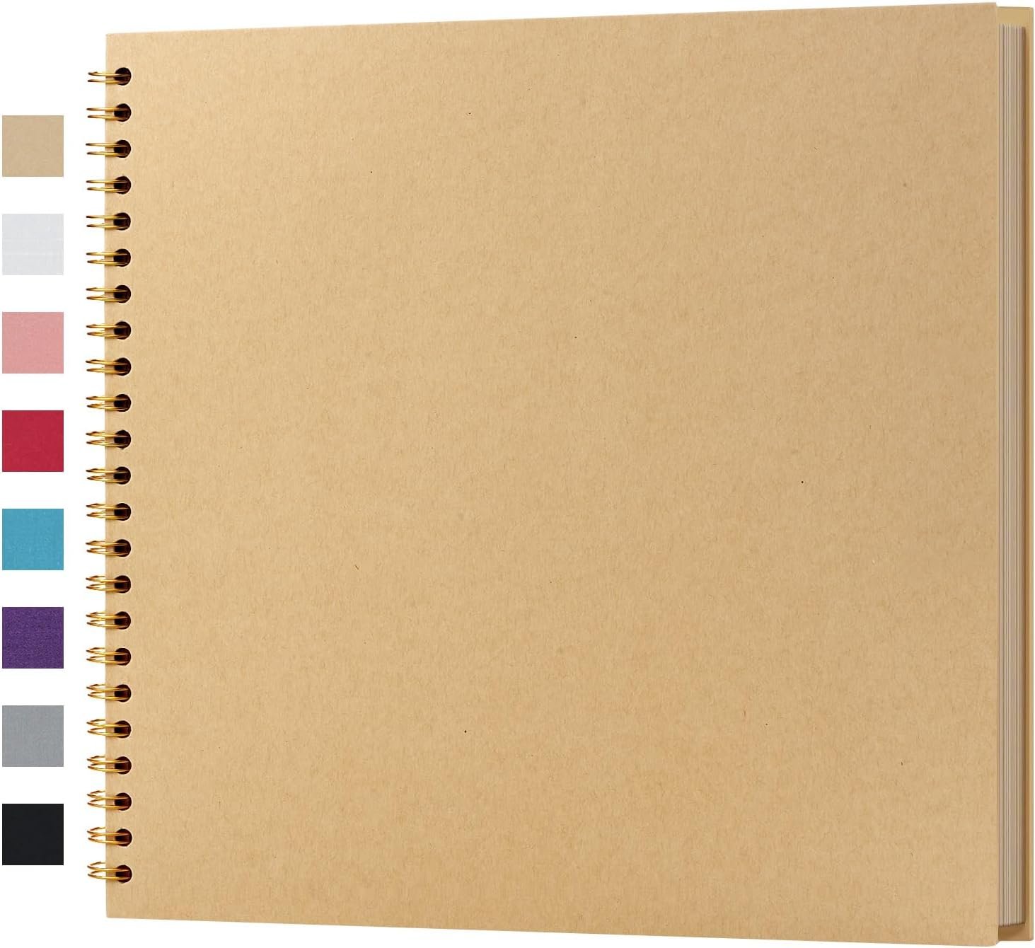 potricher 12 x 12 Inch Large DIY Scrapbook Photo Album 40 Pages, Yellow