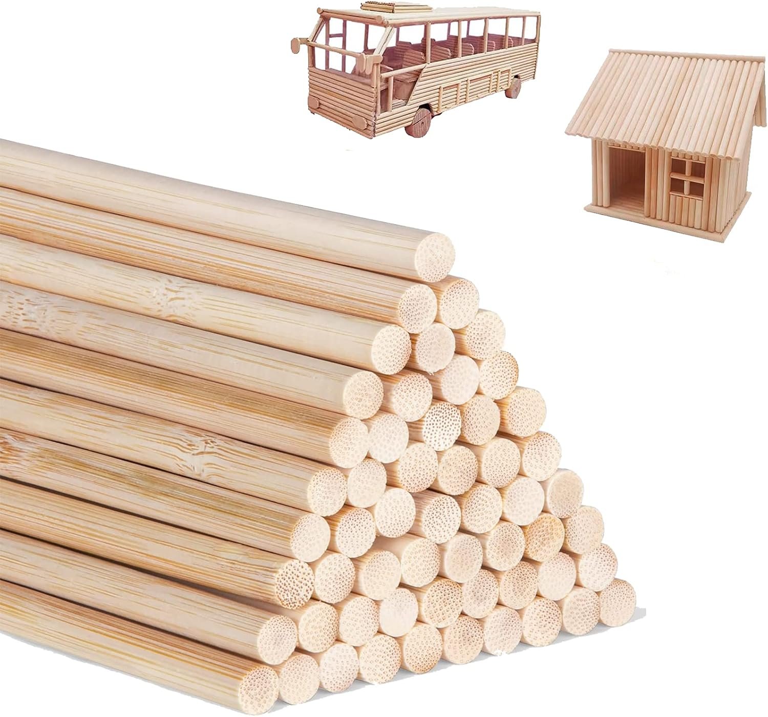 DaTpuik 1/4 x 12 Inch 25PCS Dowel Rods Wood Sticks Wooden Dowel Rods – Unfinished Bamboo Sticks – for Crafts and DIYers