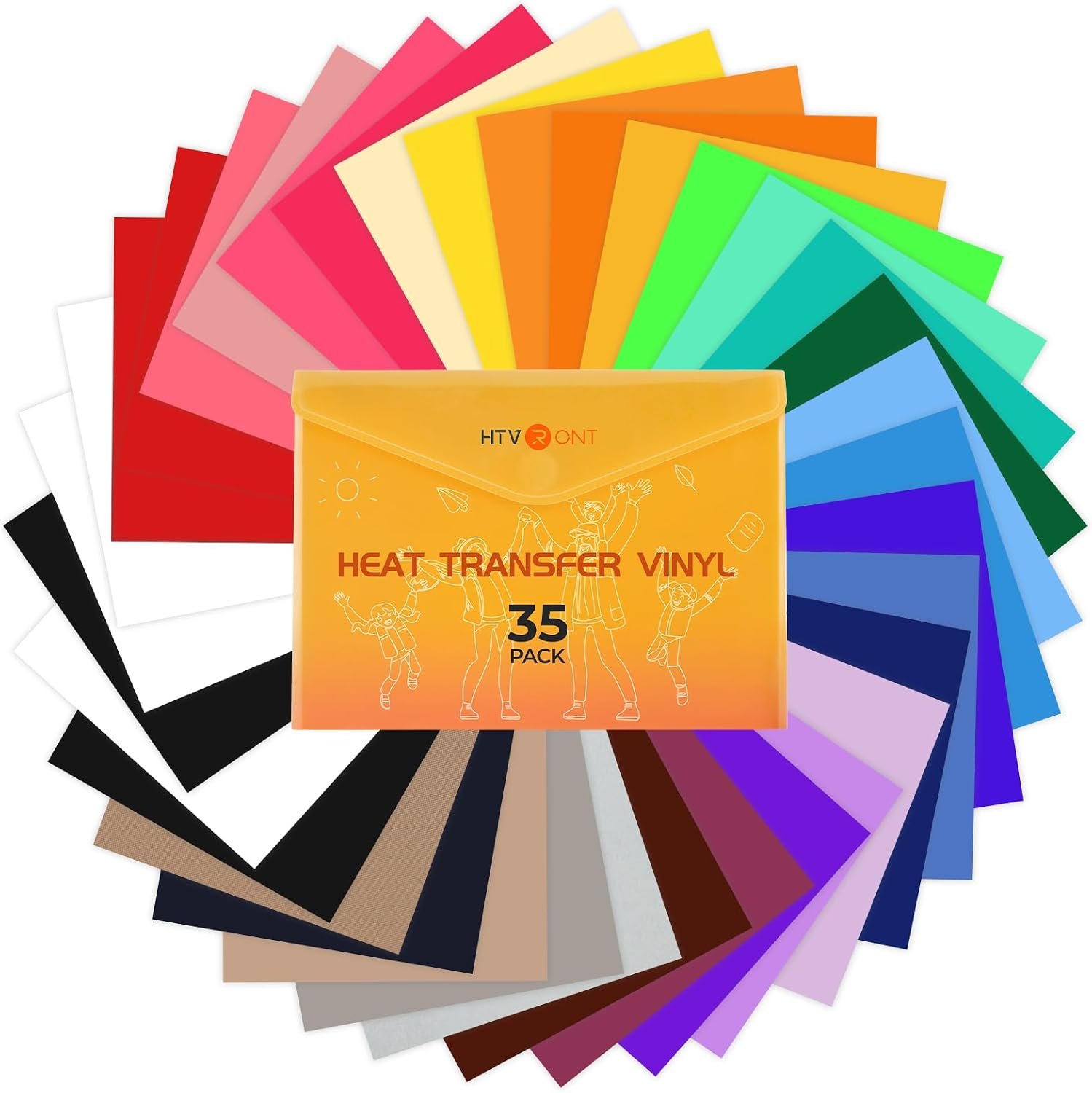HTVRONT HTV Heat Transfer Vinyl, 35 Pack, 12″ x 10″, 30 Assorted Colors