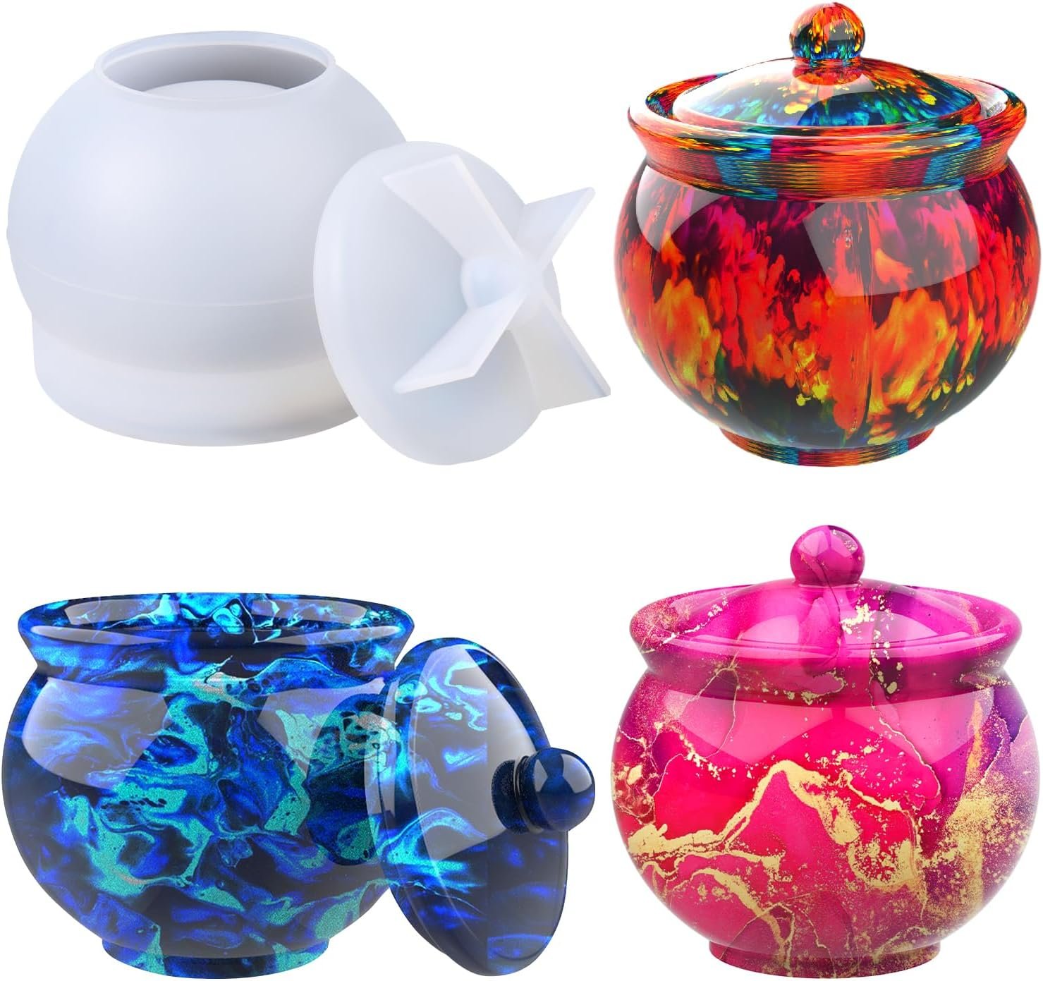 Juome Jar Resin Molds Silicone, Large Jars Silicone Molds for Epoxy Resin