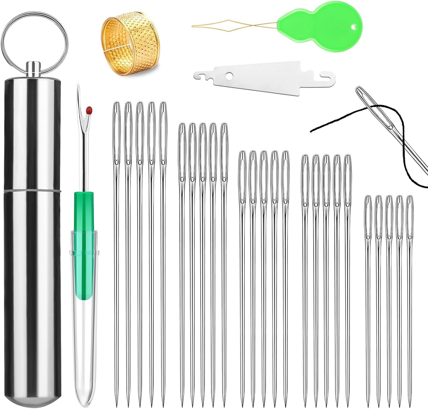 FTEVEN 30PCS Embroidery Needles 5 Size Embroidery Needles for Hand Sewing