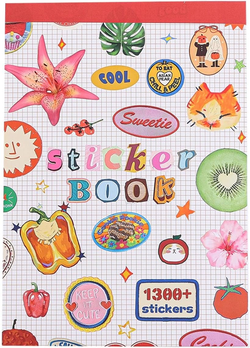 Girl’s Korean Sticker Book, Food and Daily Life Theme – 1300+ Cute Dream Style Foodie Stickers, for DIY Scrapbooking Journaling Handbook Decoration Pink
