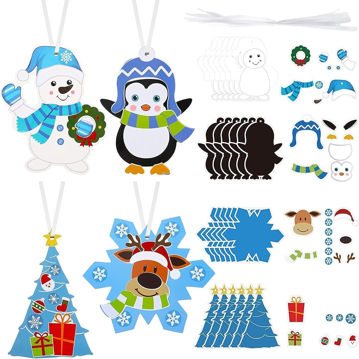 Civaner 24 Sets Christmas Ornament DIY Kit, Foam Tree Decor 4 Styles