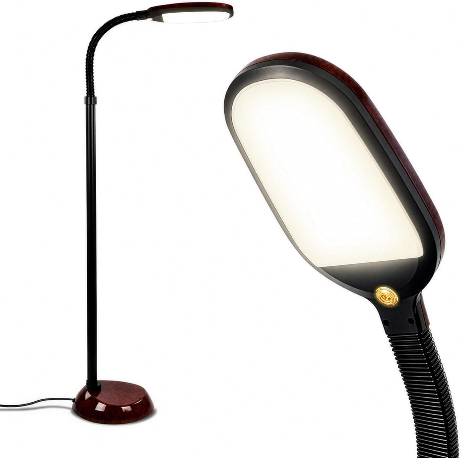 Brightech Litespan – Bright LED Floor Reading Lamp for Over Chair Crafts and Reading, Estheticians’ Light for Lash Extensions, Adjustable Standing Lamp for Living Room, Bedroom, Office – Havana Brown