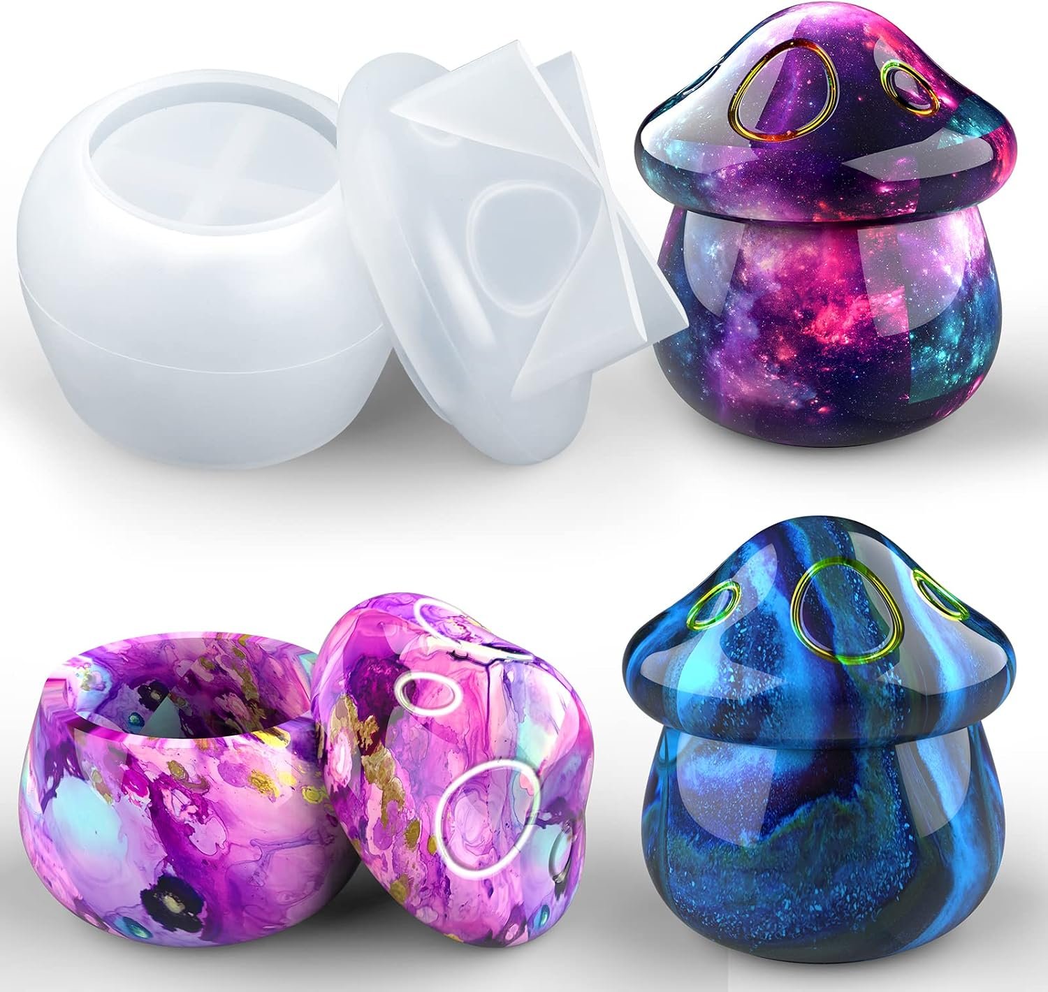 Juome Jar Resin Molds Silicone, Mushroom Jar Silicone Molds for Epoxy Resin