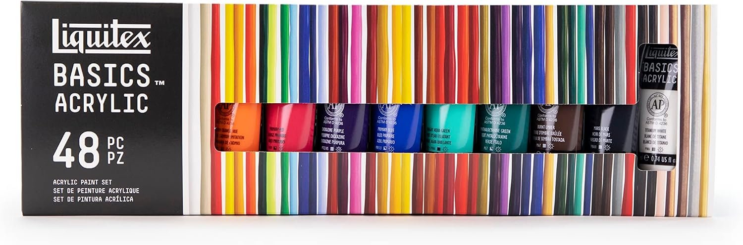 Liquitex BASICS Acrylic Paint Set, 48 x 22ml (0.74-oz) Tube Set