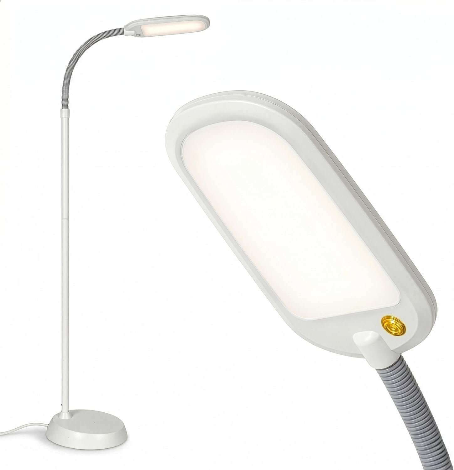 Brightech Litespan LED 2nd Edition Reading Floor Lamp with Cool, Soft & Warm White LED’s – Built-in Dimmer – Adjustable Design Pivots in Any Direction – Energy Saving 12 Watts – Alpine White