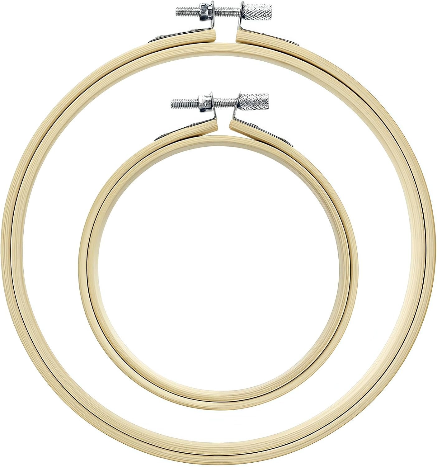 SELMAIDY 2 PCS Embroidery Hoops, 4″ and 6″ Bamboo Cross Stitch Hoops Set Adjustable Frame Hoop for Embroidery, Cross Stitch, Art Craft Sewing, and DIY Decoration