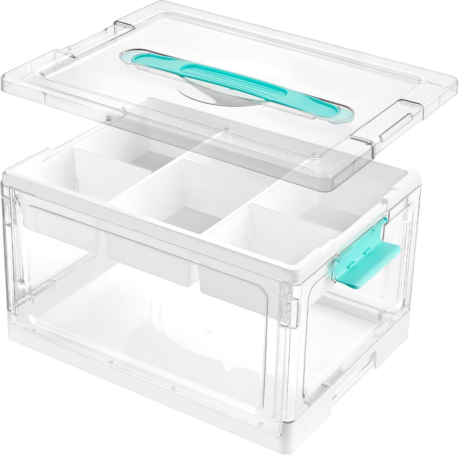 Vtopmart 24 QT Clear Storage Box with Tray & Dividers, 1 Pack–Basic