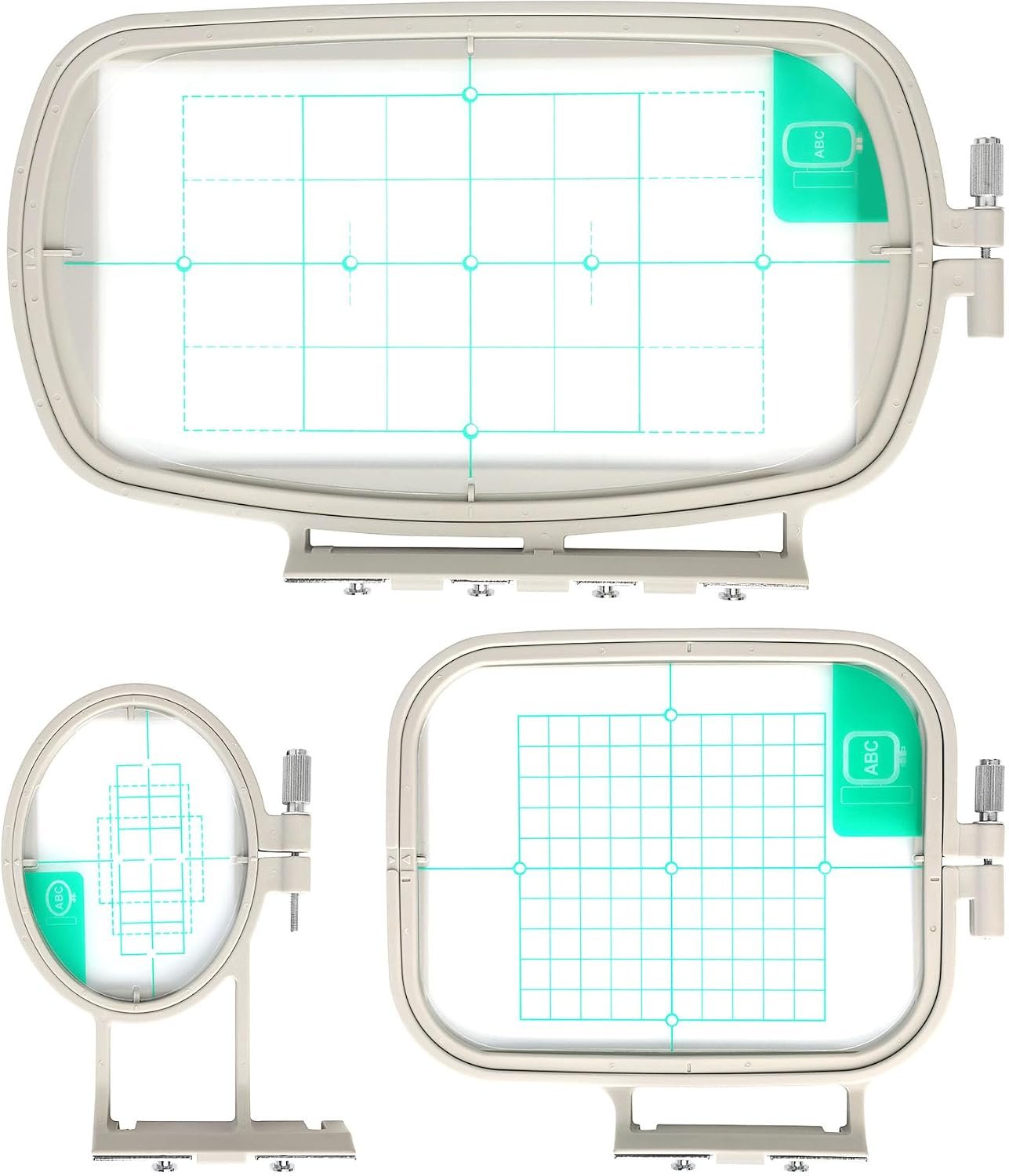 Sew Tech 3pcs Embroidery Hoops for Brother, 1×2.5 4×4 4×6.75in Frame Set