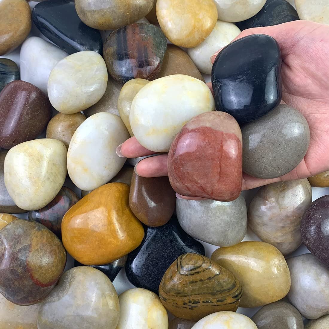 FANTIAN 5 lbs Large River Rocks, 2-3 Inch Polished Pebble for Indoor Plants