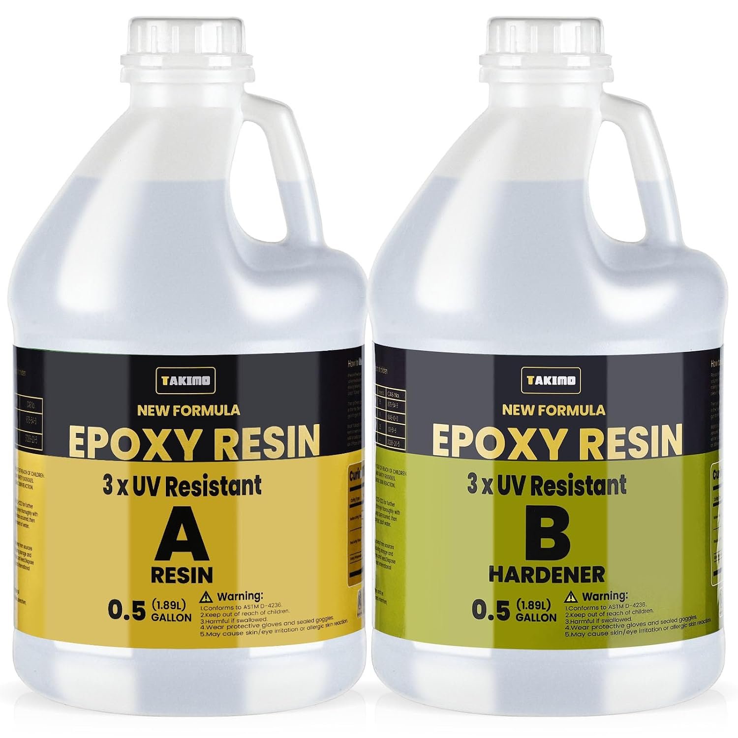 TAKIMO 1 Gal 3X UV Resistant Crystal Clear Epoxy Resin Kit, 1:1 High Gloss