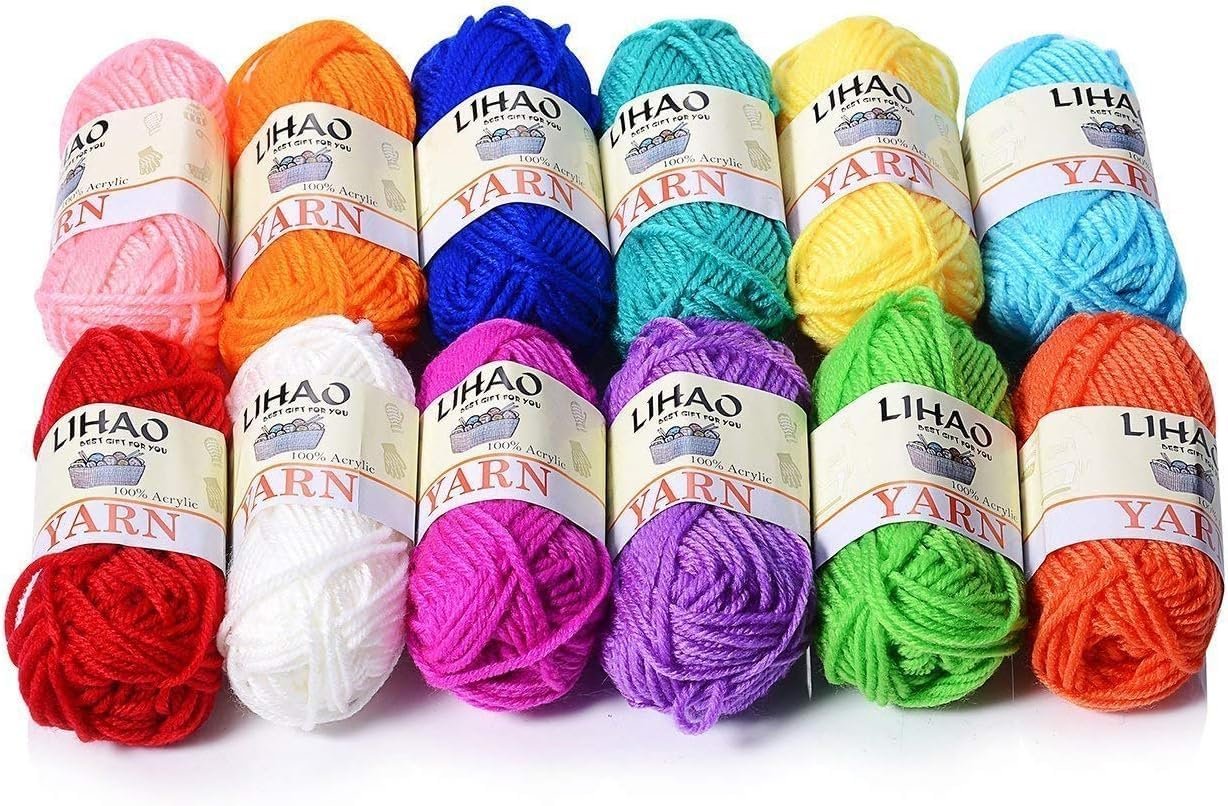 LIHAO 12 Skeins Mini Yarn for Knitting Crochet Craft