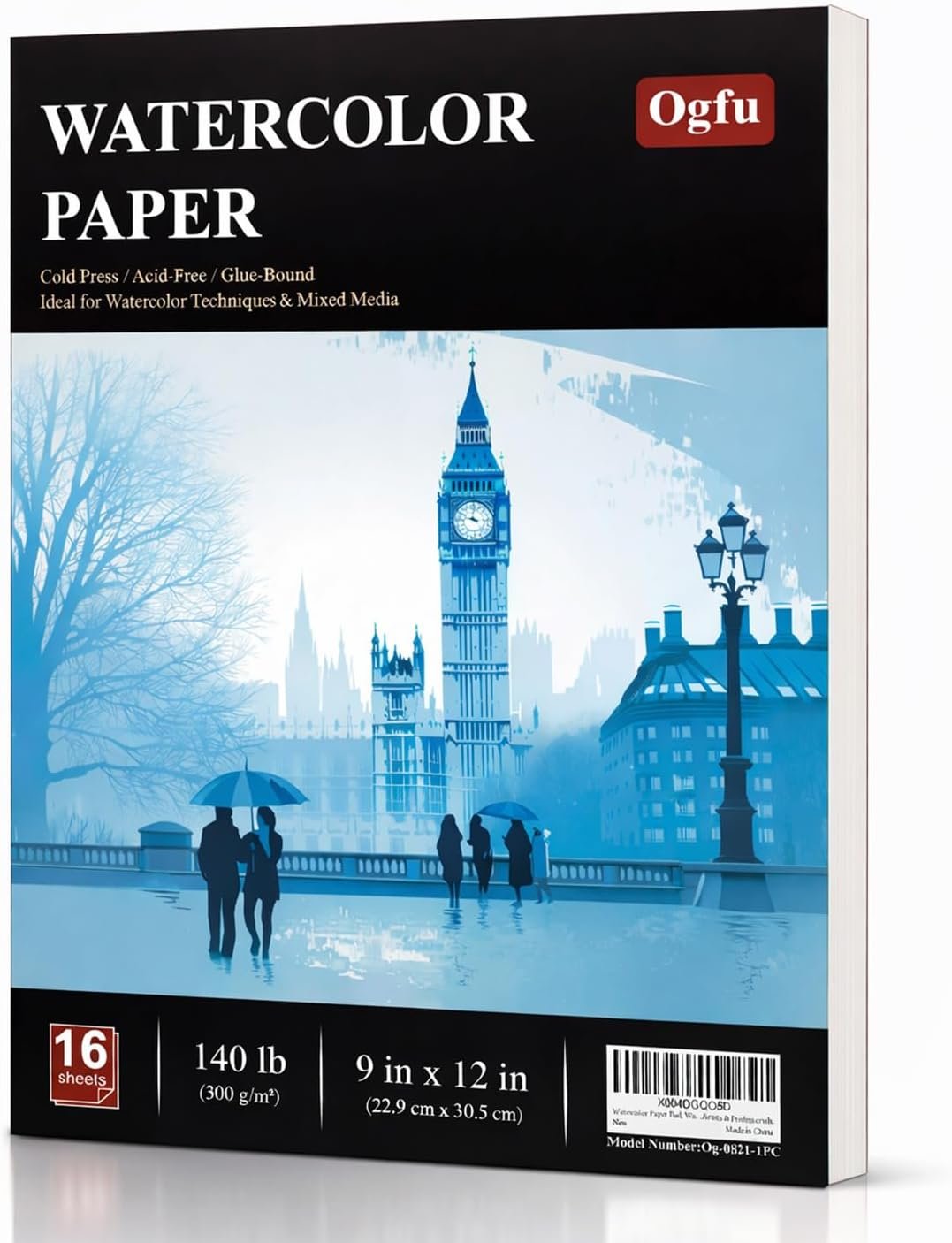 Ogfu Watercolor Paper Pad, 9″x12″ Water Color Paper, 140lb/300gsm
