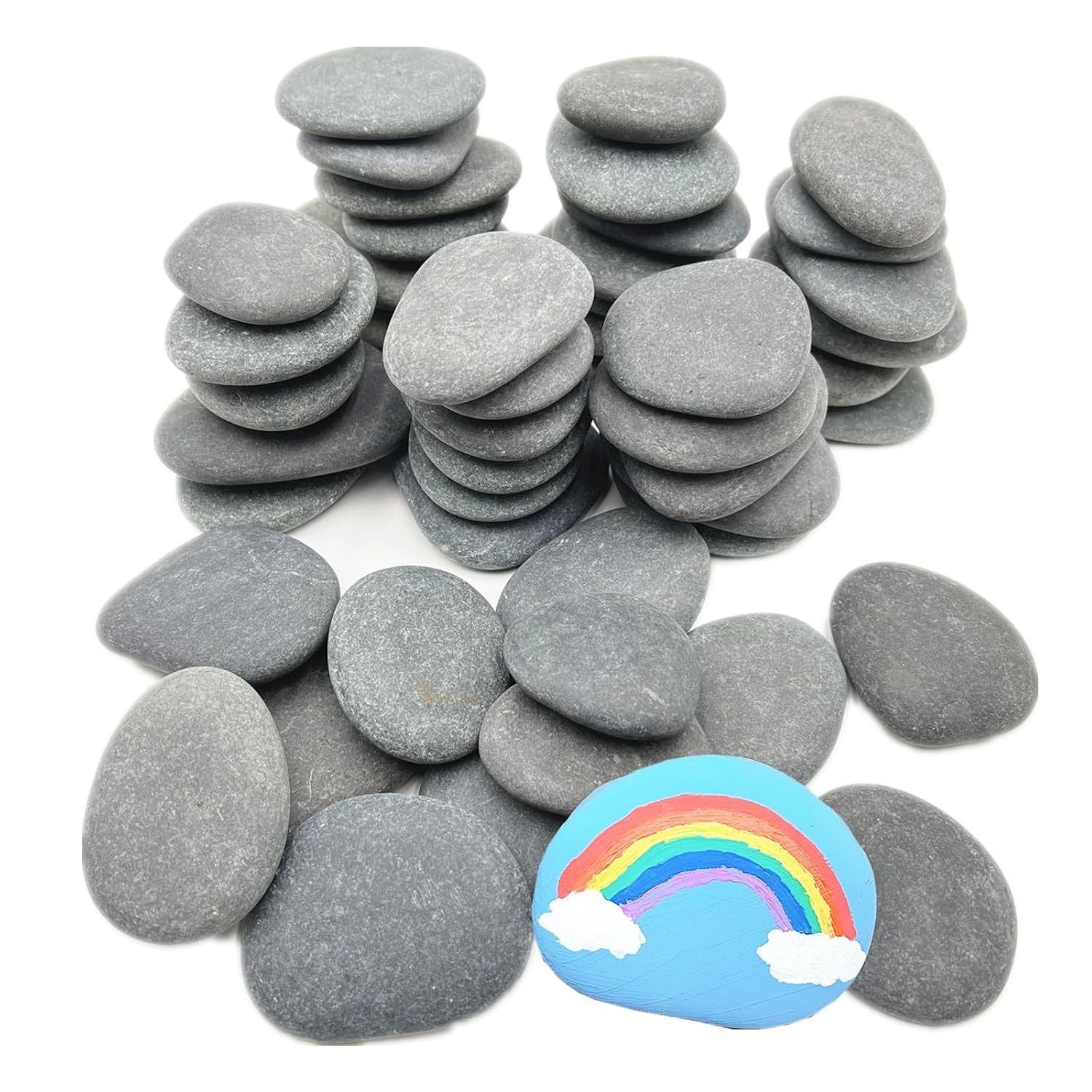 Lifetop 50 PCS Rocks Bulk for Painting, 2″-3″ Natural River DIY Flat & Smooth Kindness Stones for Crafts, Decoration, Medium Rocks for Painting,Hand Picked