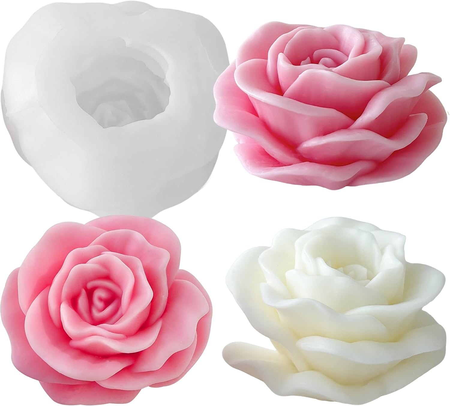 Petal Flower Rose Peony Tulip Cylinder Candle & Resin Mold – Resin Casting Silicone Molds for Home Decor & Candle Making Wave Spiral Mold