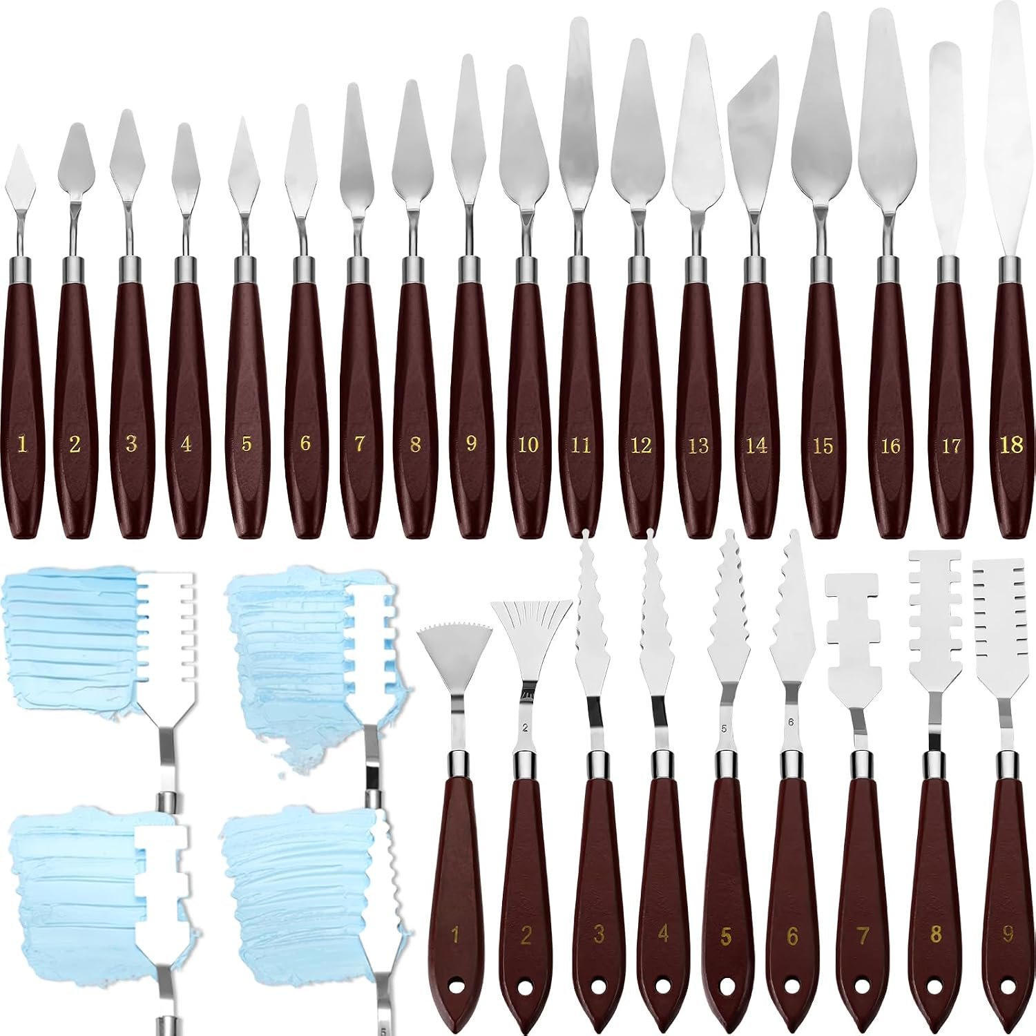 Lasnten 27 Pcs Palette Knife Set Stainless Steel Painting Knife Set