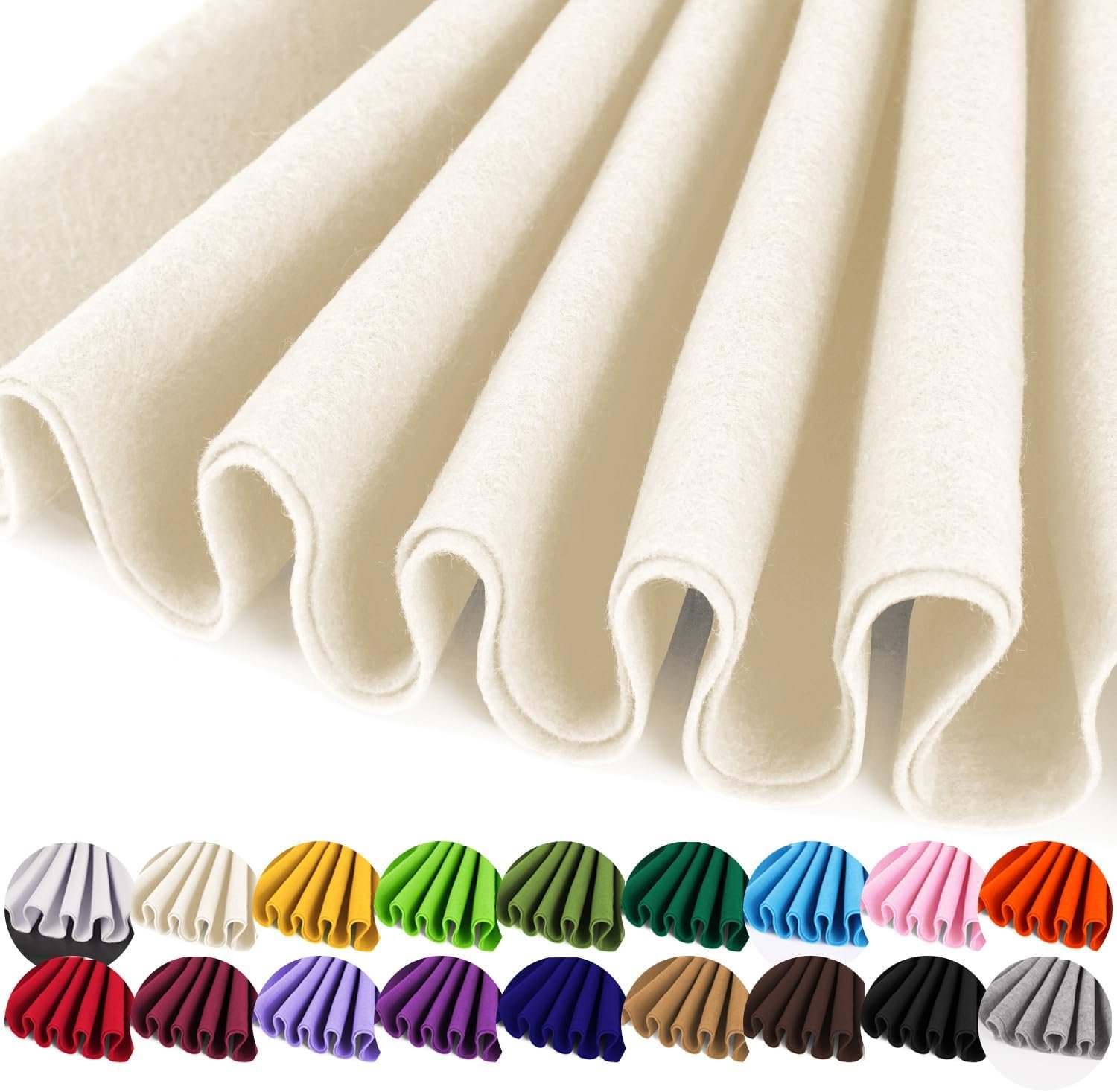 IONTACH 36″ X 36″ Ivory Soft Felt Fabric 1.6mm Thick