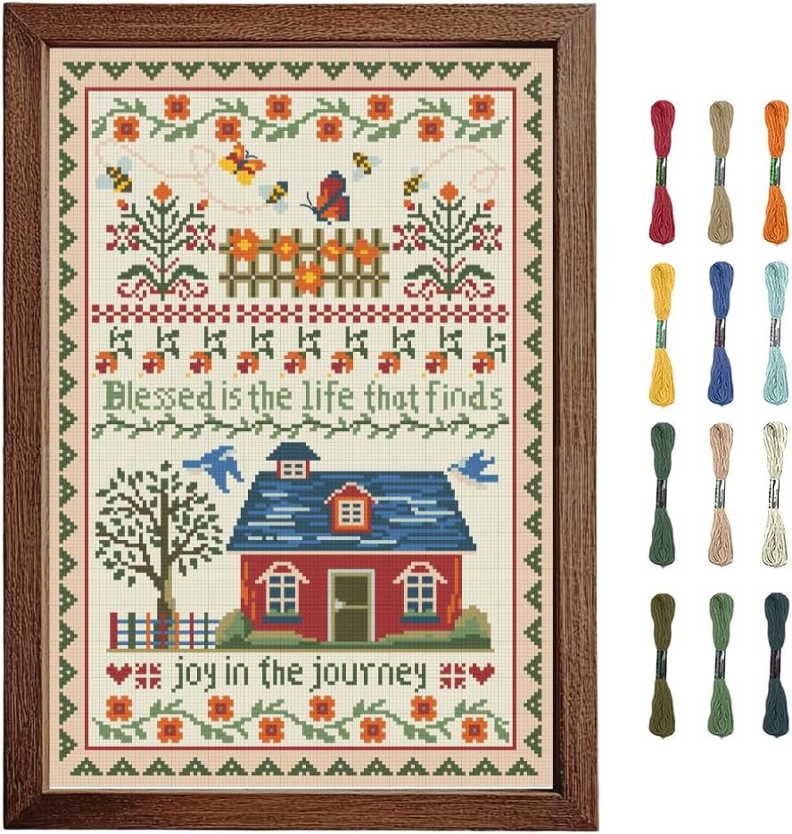 FREEBLOSS Cross Stitch Wall Hanging Kits Joy in The Journey 13.8 * 19.7inch
