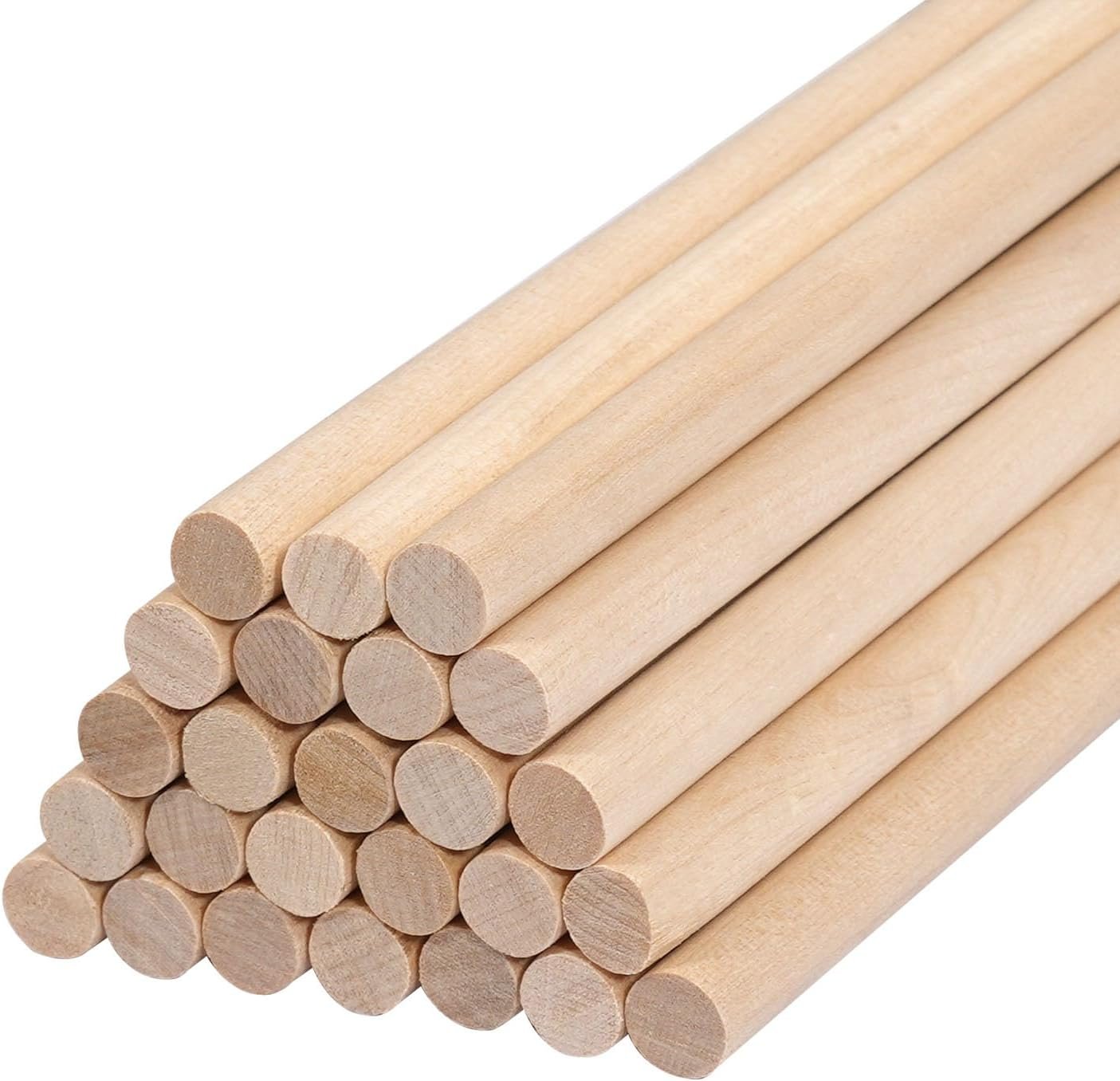 Wood Dowel Rods Wooden Dowels for Crafts 3/8 x 15 Inch, 25 PCS Wooden Sticks for Crafts, Macrame Wood Rods, Unfinished Birch Hardwood Round Sticks for Crafting and DIYers, Wands, Flags