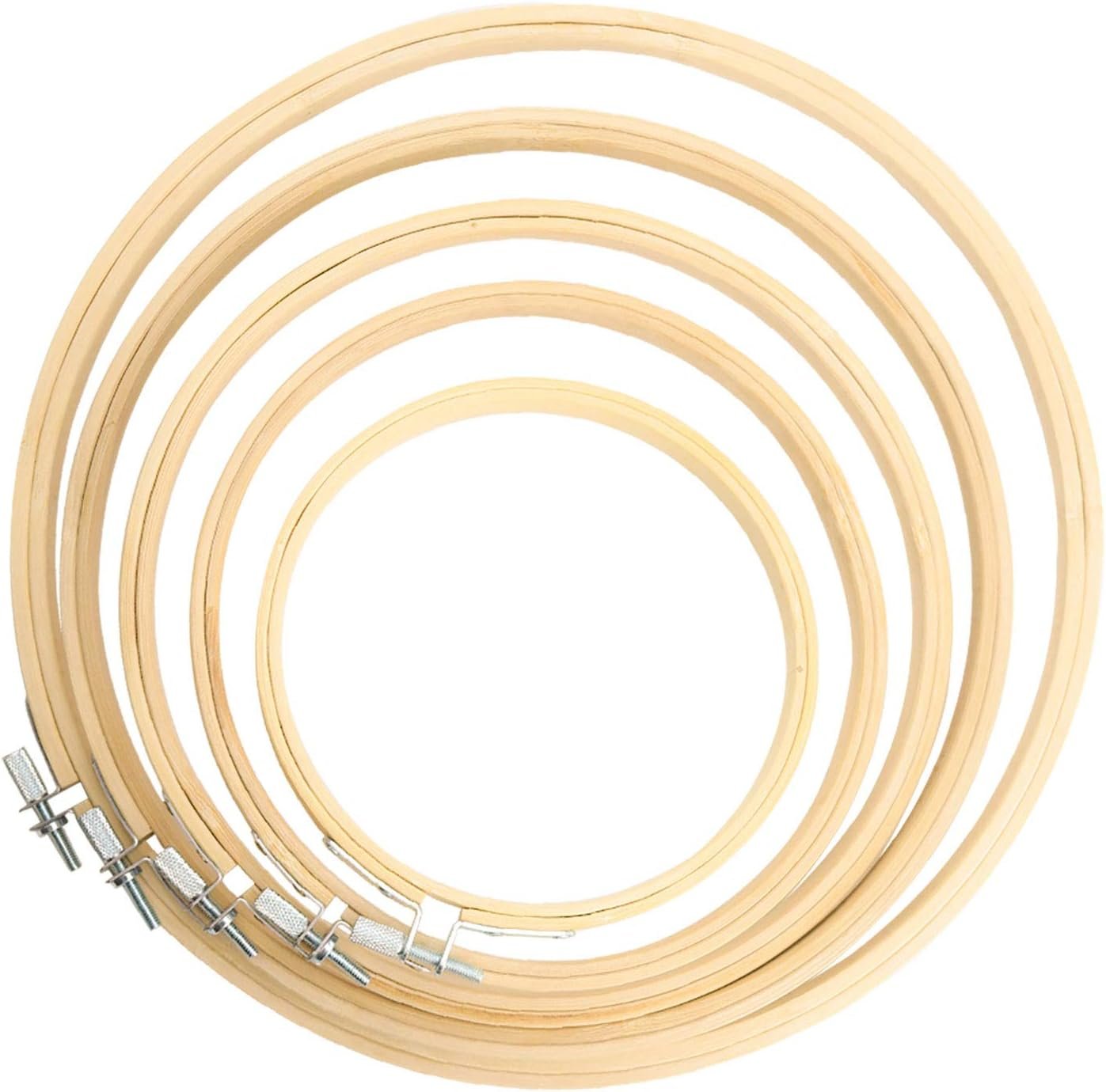 Similane Embroidery Hoops Bamboo Cross Stitch Hoop Ring,5 pcs,Various Sizes