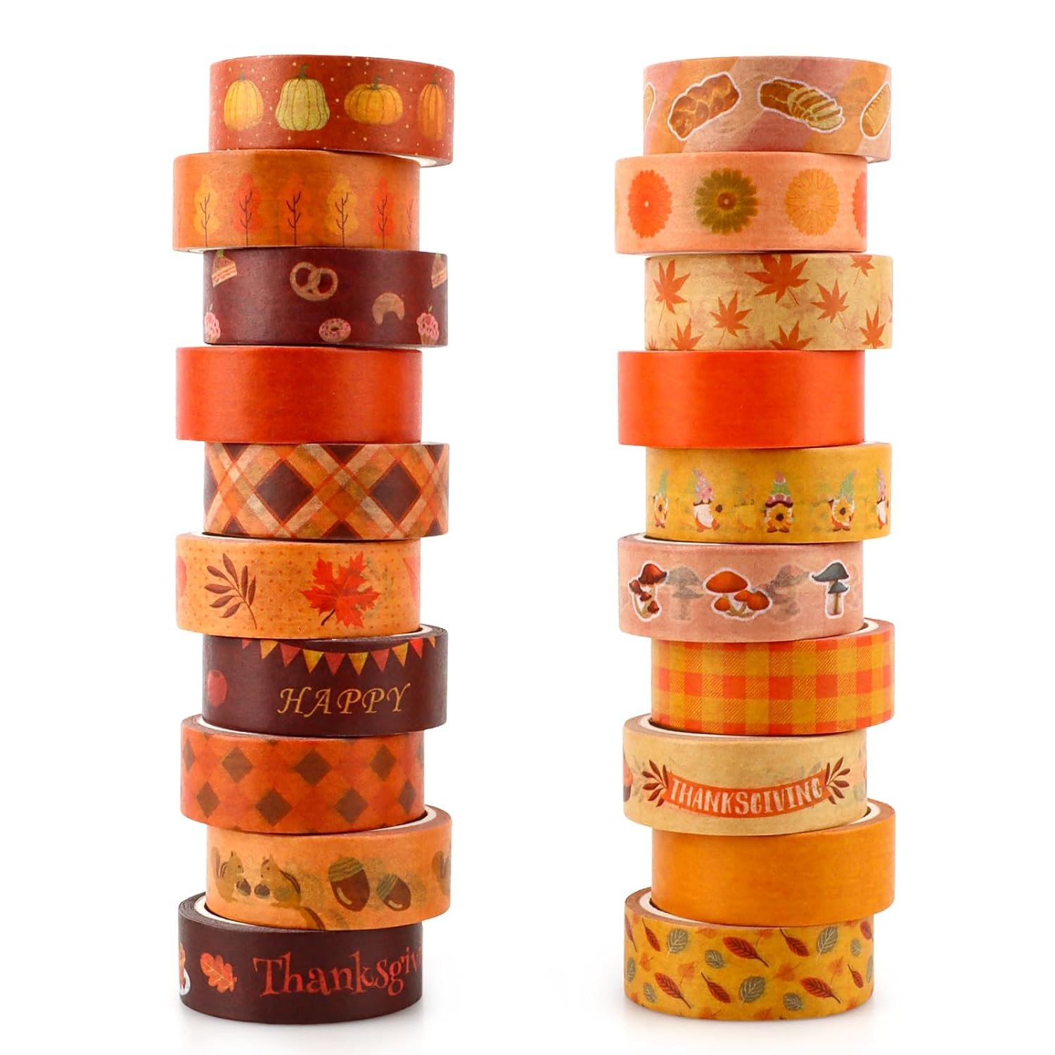 Fall Washi Tape Set 20 Rolls Autumn Thanksgiving Pumpkin Washi Tape