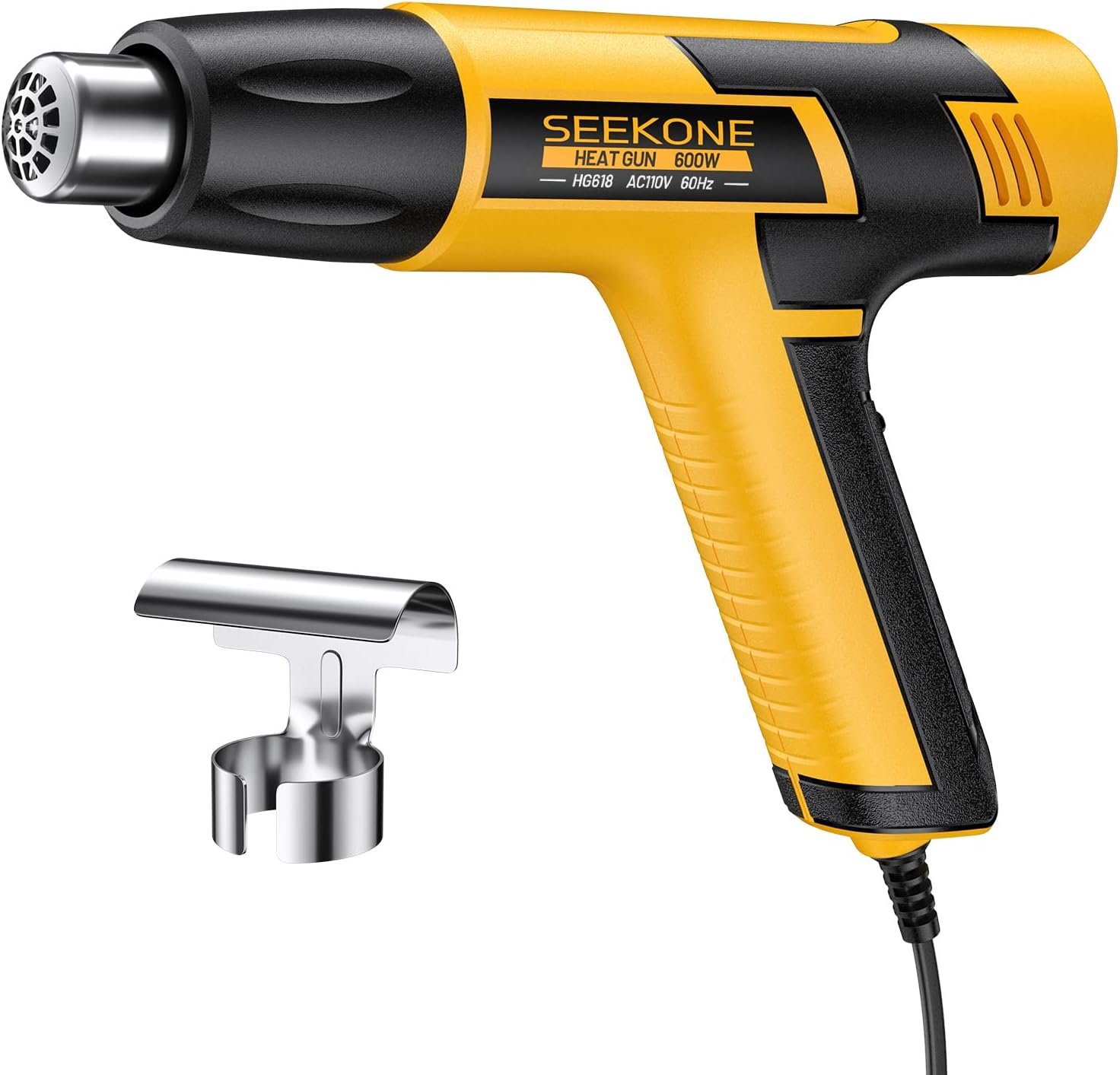 SEEKONE 600W Mini Heat Gun 2-Temp 572℉&932℉ Overheat Protection 4.9Ft Cord