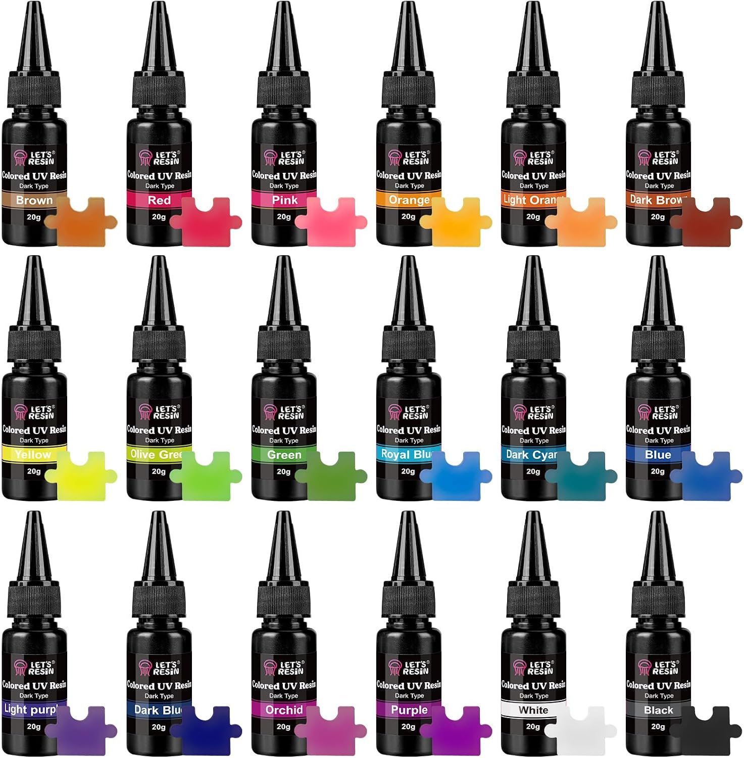 LET’S RESIN UV Resin Kit, 18 Dark Colored UV Resin Craft Set