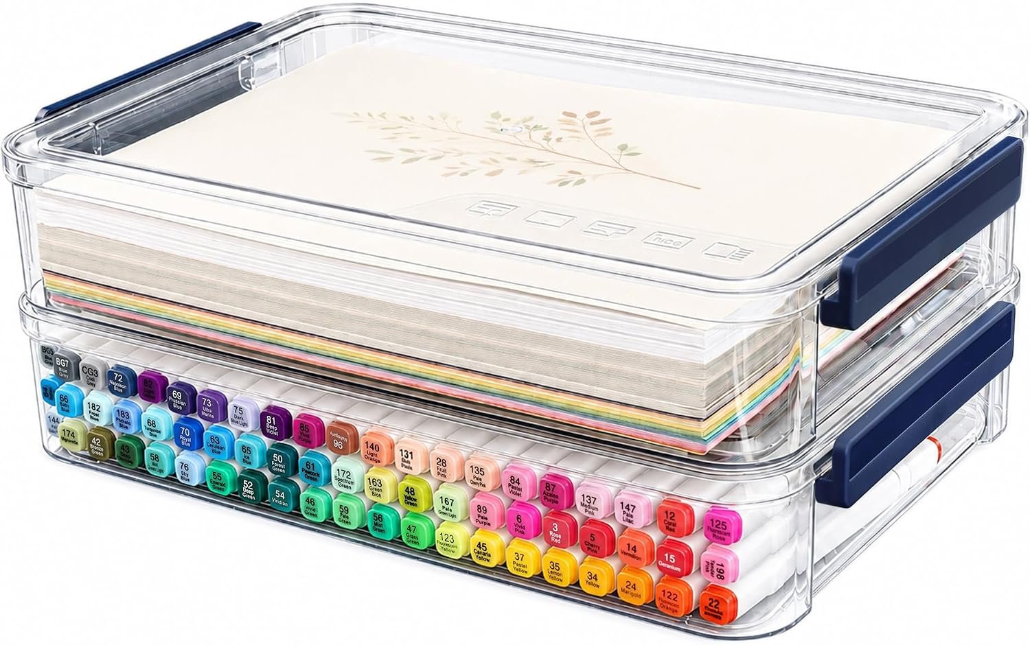 CATOOMUU 2-Pack 9×13 Clear Plastic Project Case Stackable Storage Box
