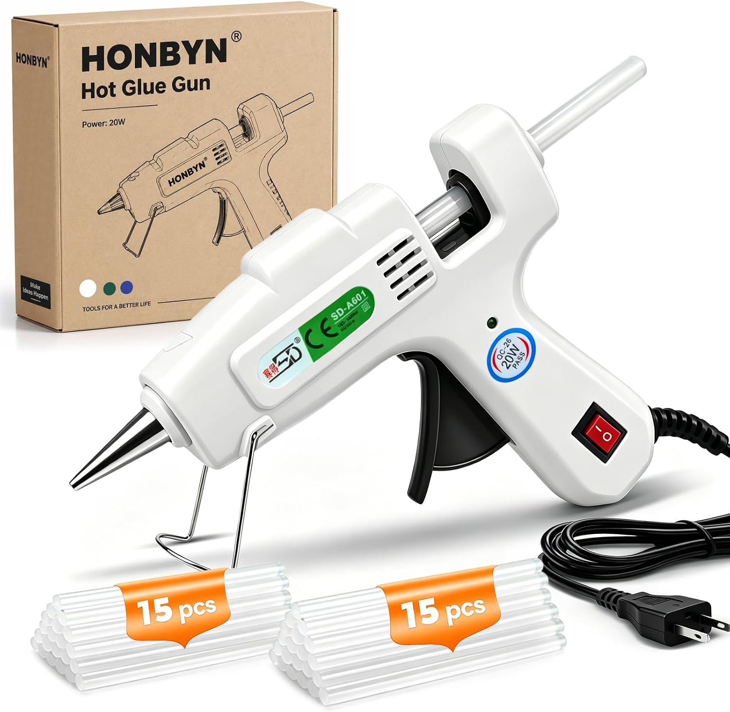 Hot Glue Gun Set with 30 Sticks – 20W Fast Preheat for DIY Crafts